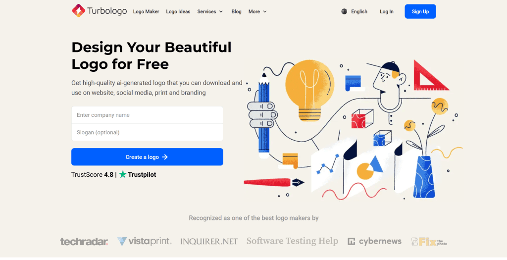 Turbologo simple logo generator with intuitive interface