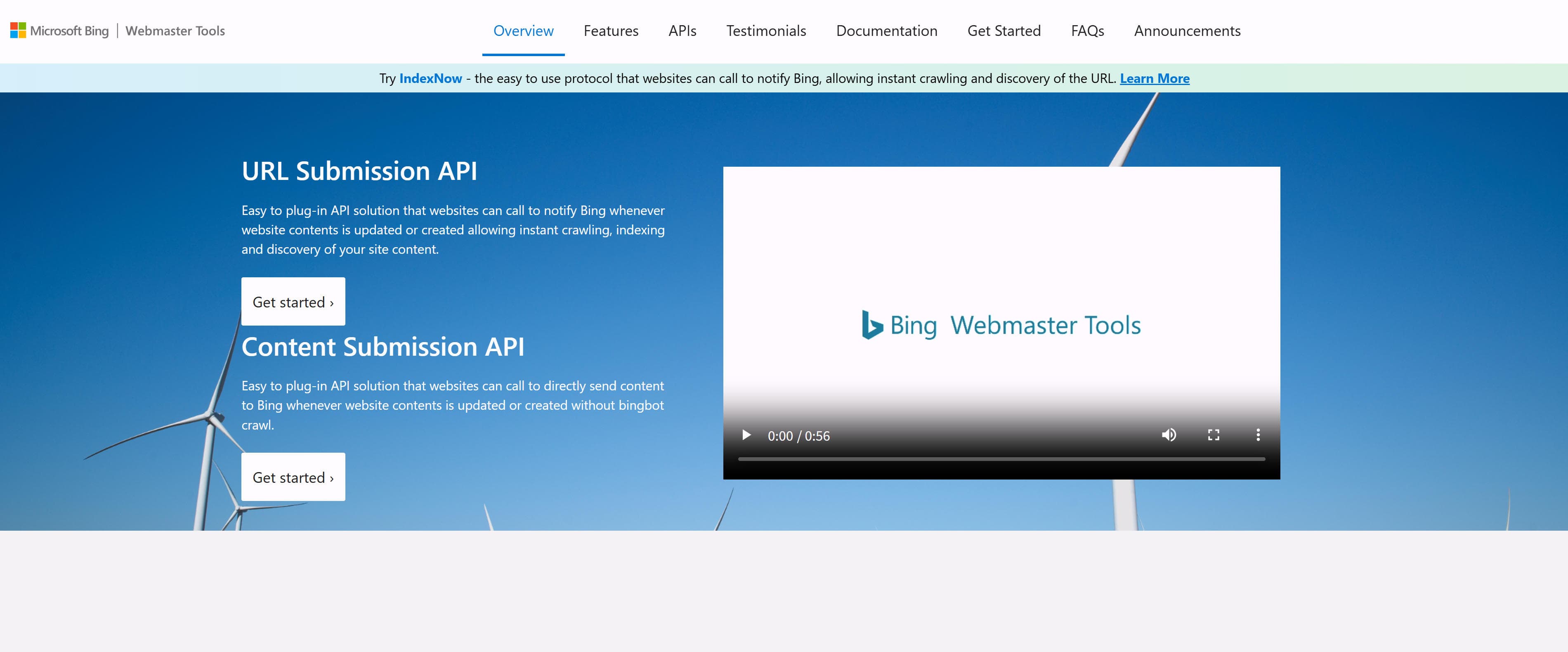 Bing Indexing API interface showing bulk URL submission to Bing search engine for improved indexing