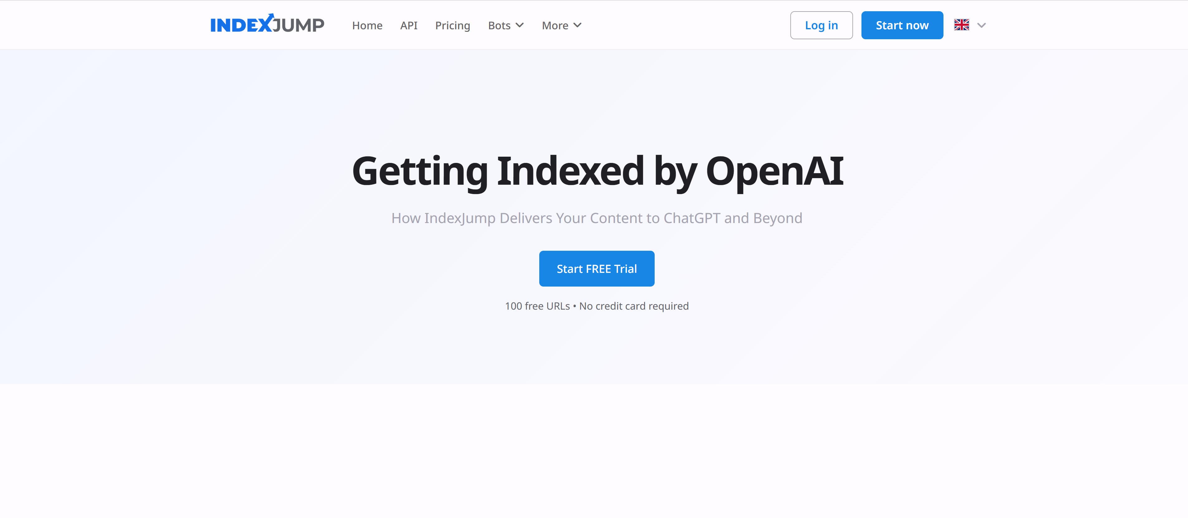 IndexJump indexing tool showing fast URL submission and AI search engine optimization capabilities
