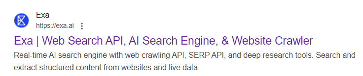 Exa AI搜索引擎截图