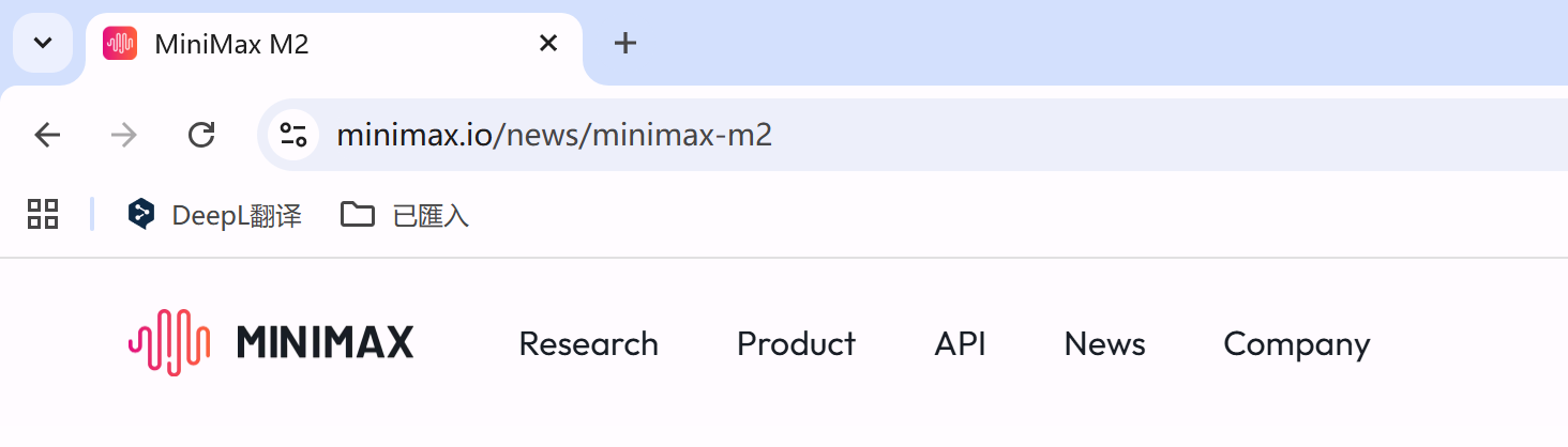 Minimax M2 模型页面 Meta Title 配置不当示例：只显示 Minimax M2 没有说明这是最新模型页面