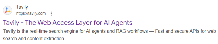 Tavily AI代理网络访问层截图