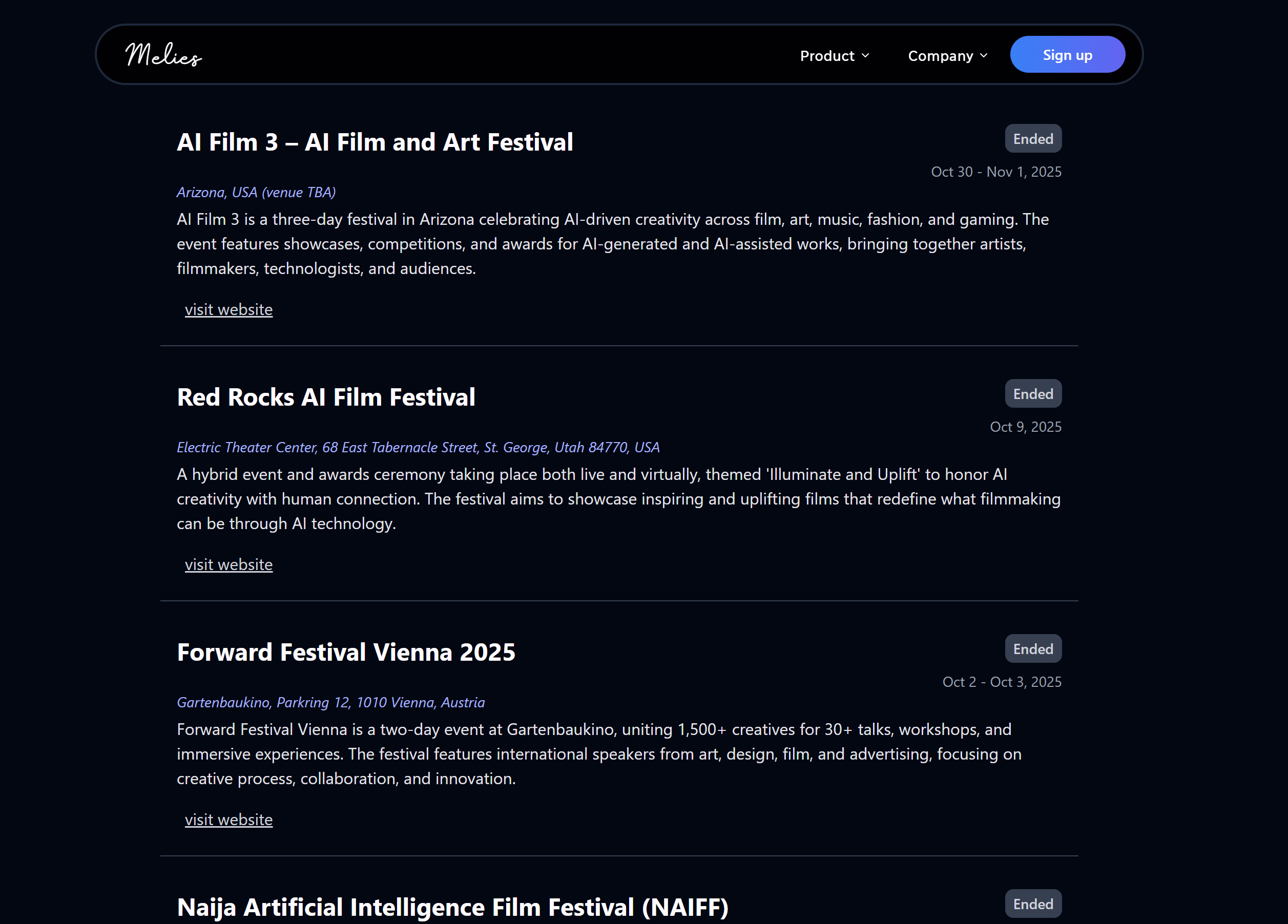 Melies AI电影节资源页面