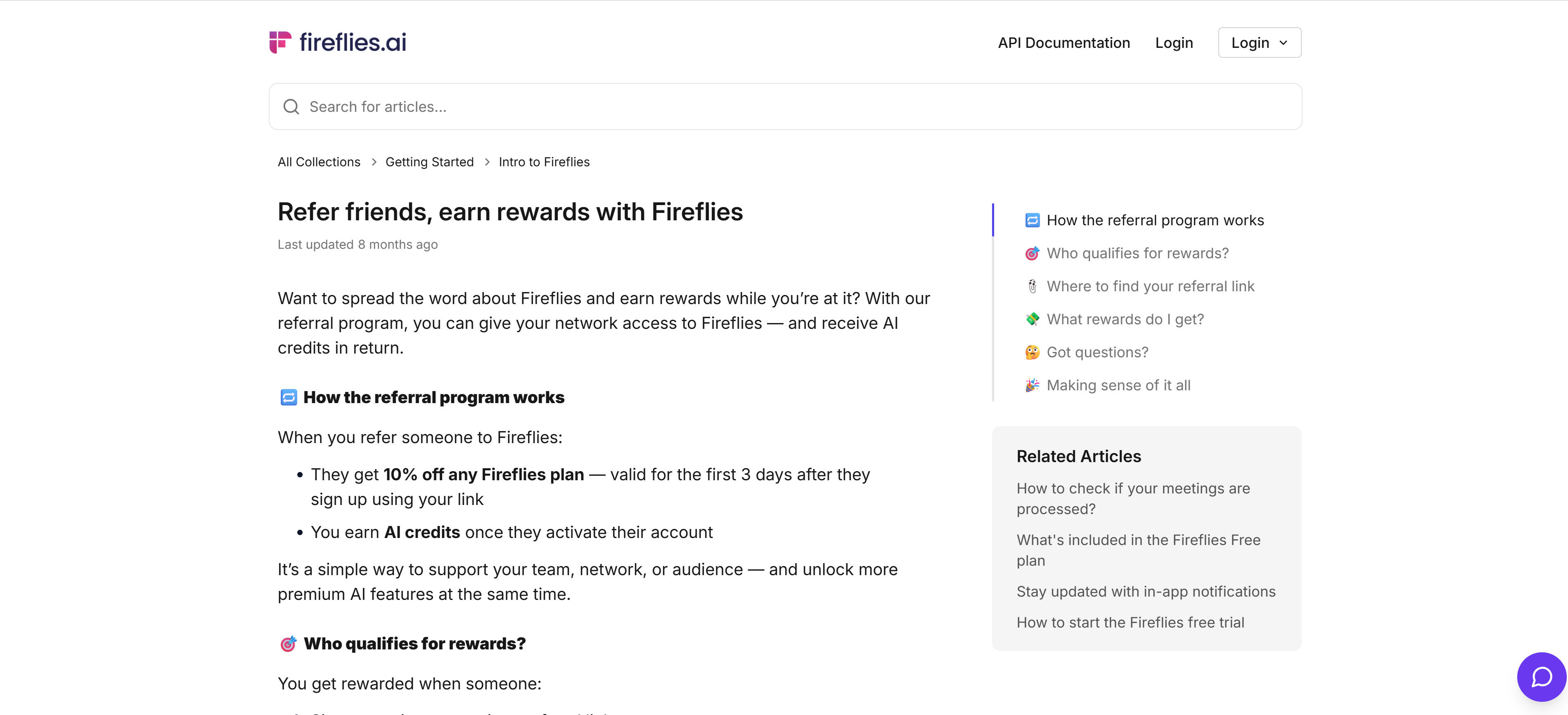 Fireflies.ai referral program landing page