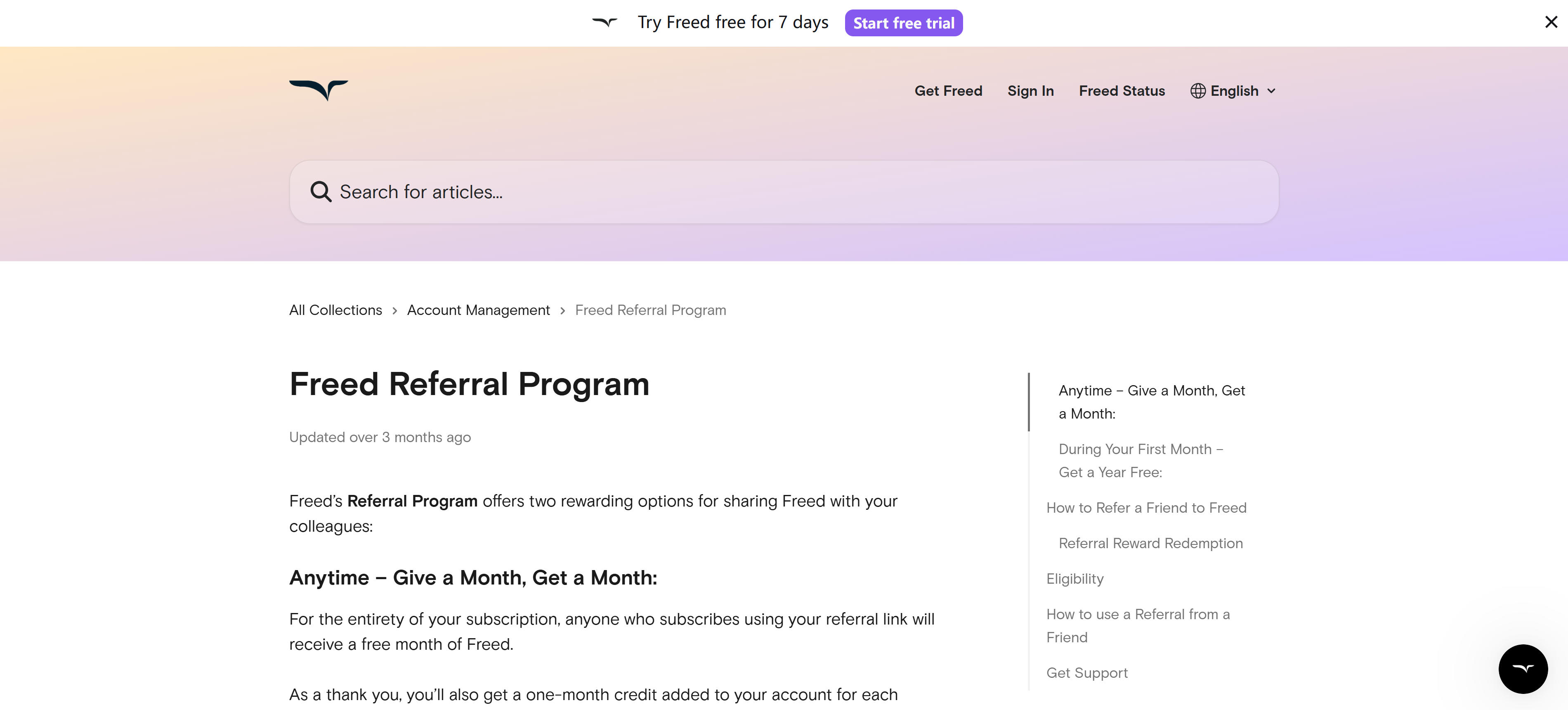 FreeAI referral program landing page