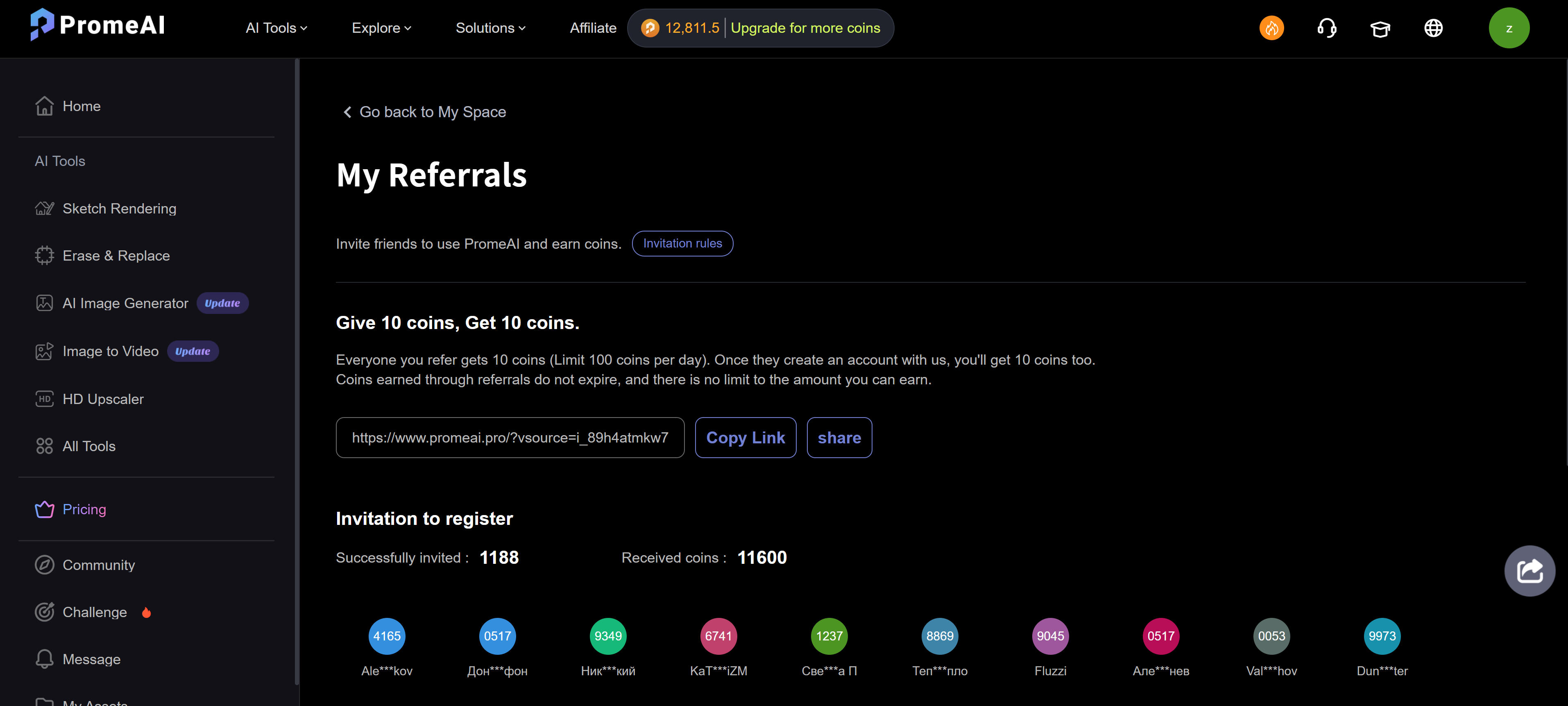 PromeAI referral achievement: nearly 1200 users
