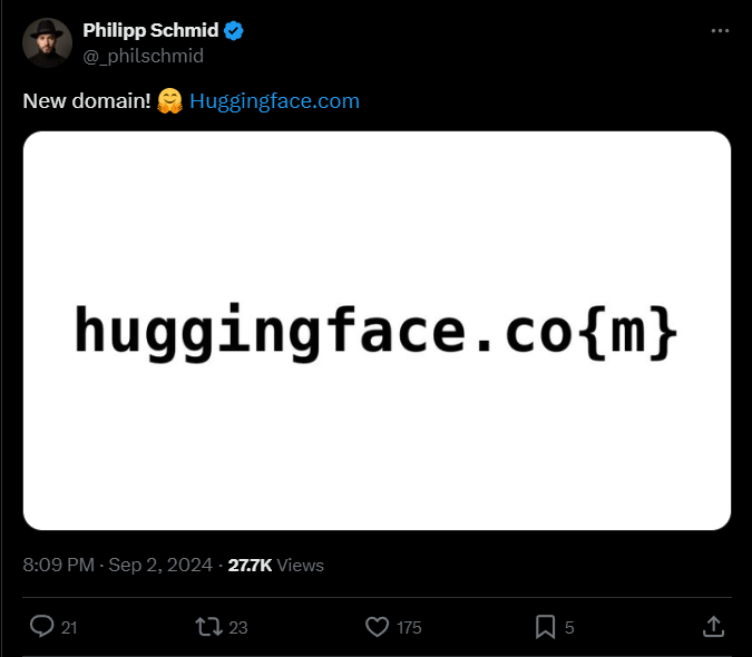 Hugging Face购买huggingface.com域名，从huggingface.co升级