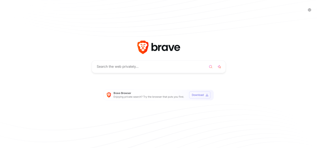 Brave搜索引擎和API服务界面截图，展示隐私保护搜索、无追踪体验和Claude等AI应用集成
