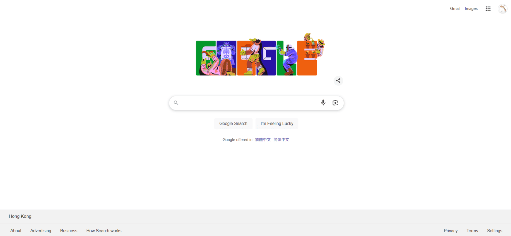 Google搜索引擎首页界面截图，展示简洁的搜索框和Google标志