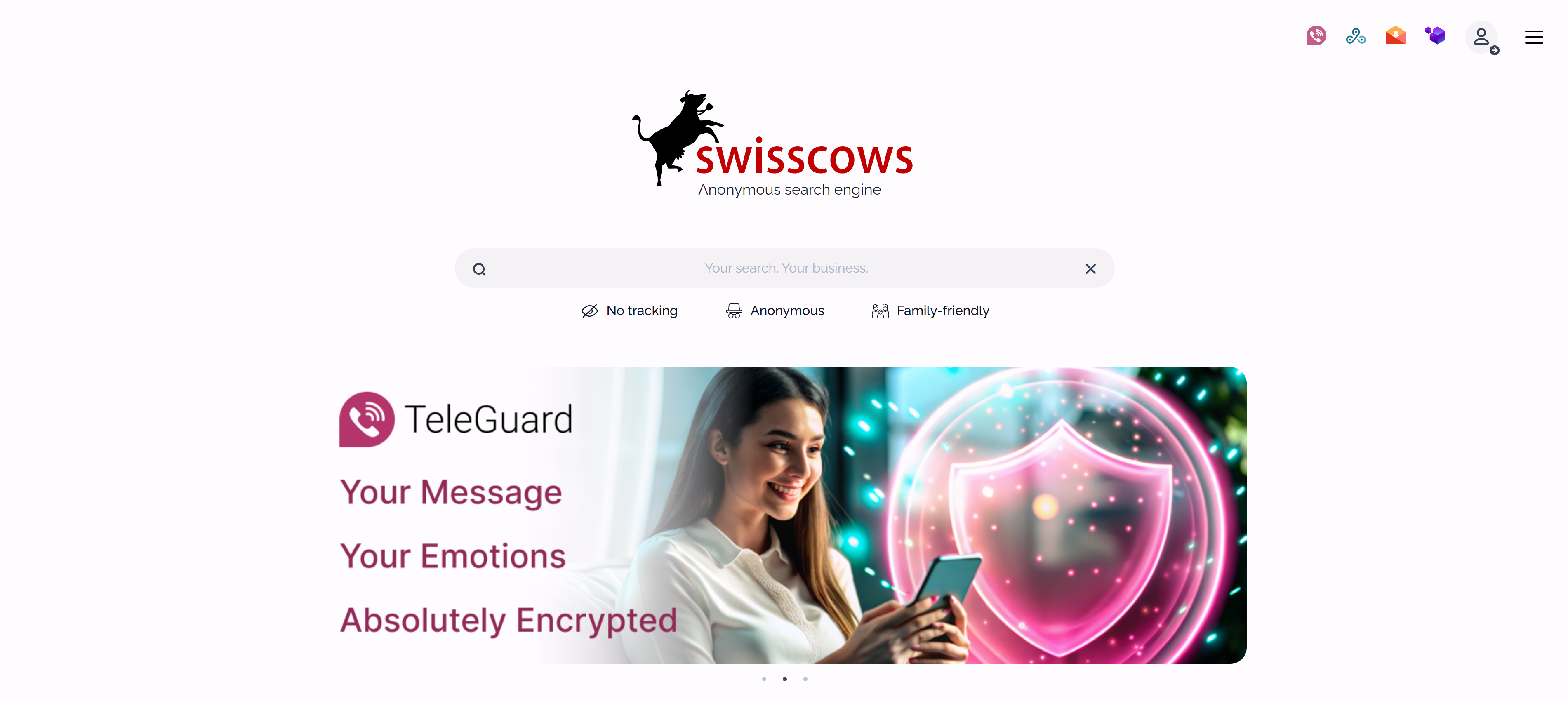 Swisscows瑞士隐私搜索引擎首页界面截图