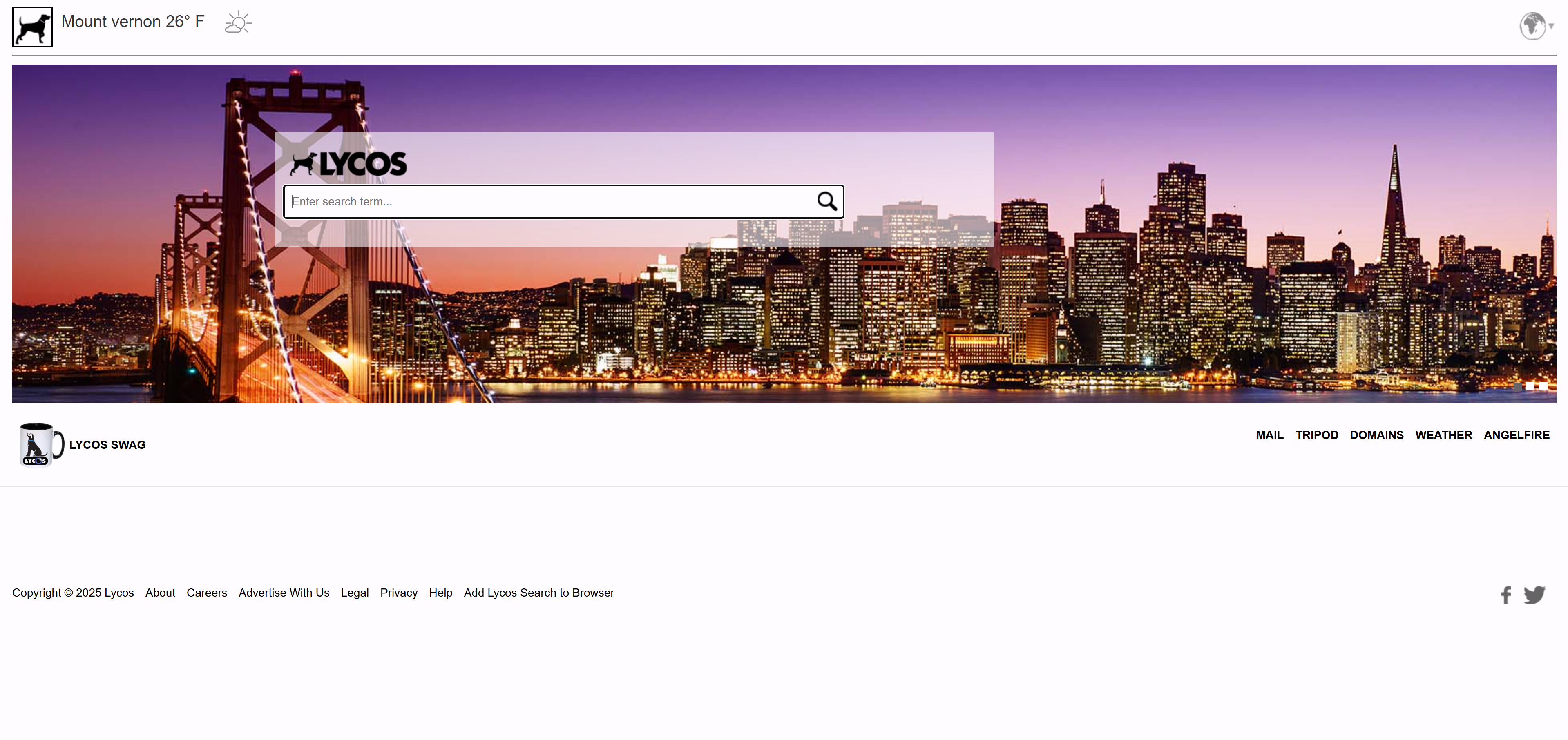 Lycos早期互联网搜索引擎首页界面截图，保留1990年代复古网页设计风格