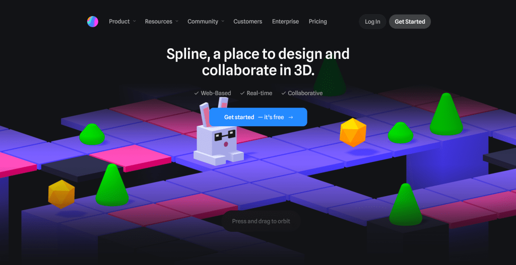 Spline AI 3D生成工具界面，展示交互式3D设计创建功能