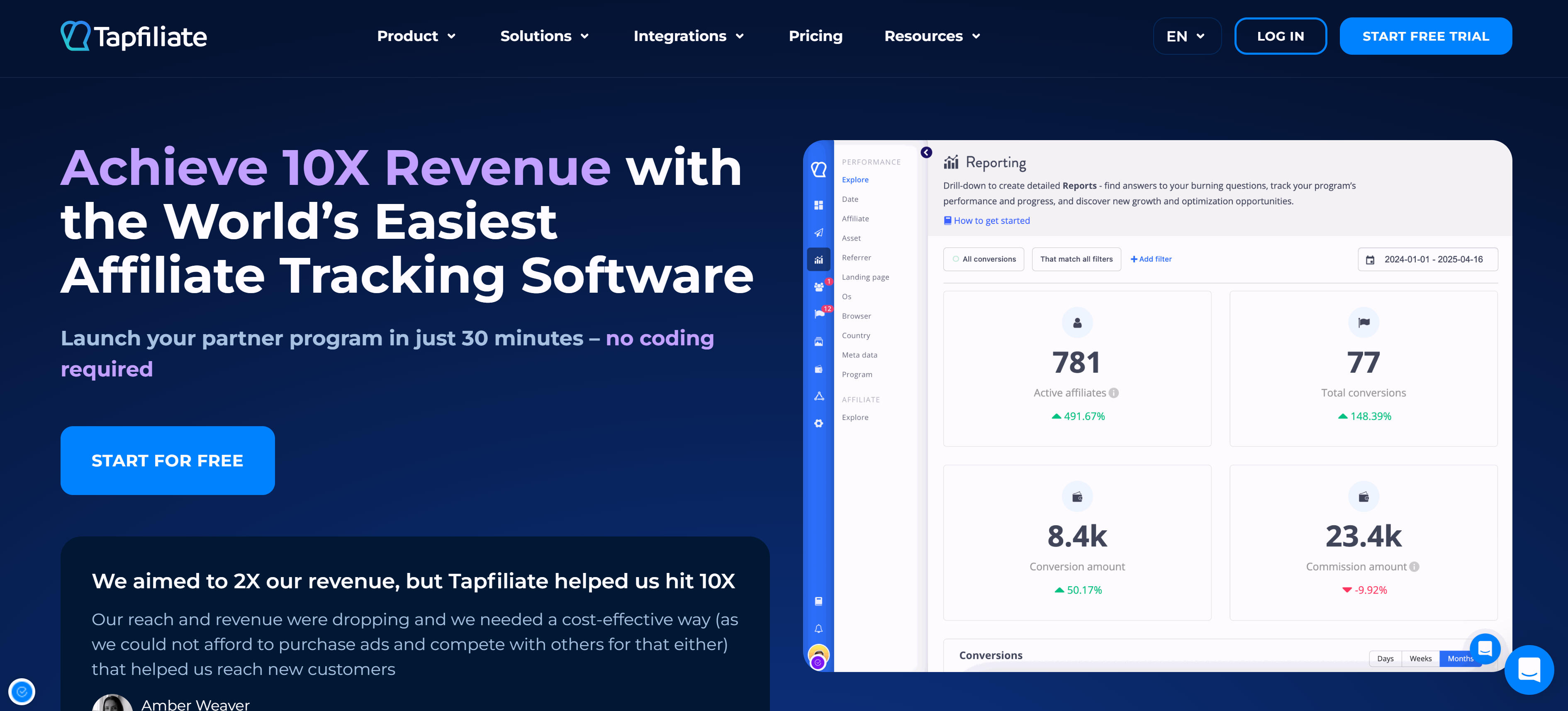 Tapfiliate enterprise affiliate marketing platform with advanced analytics and automation
