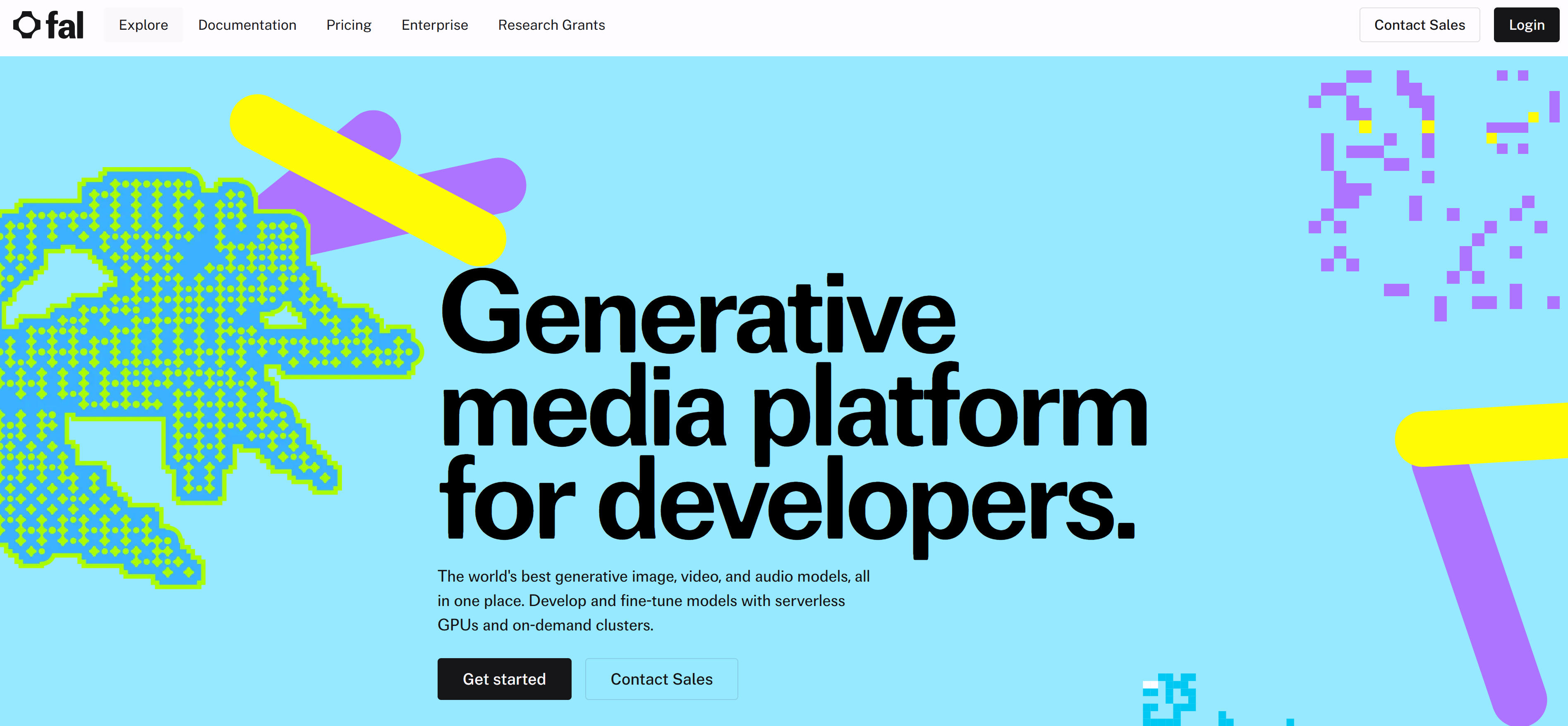 fal.ai generative media platform interface showing access to image, video, and audio models