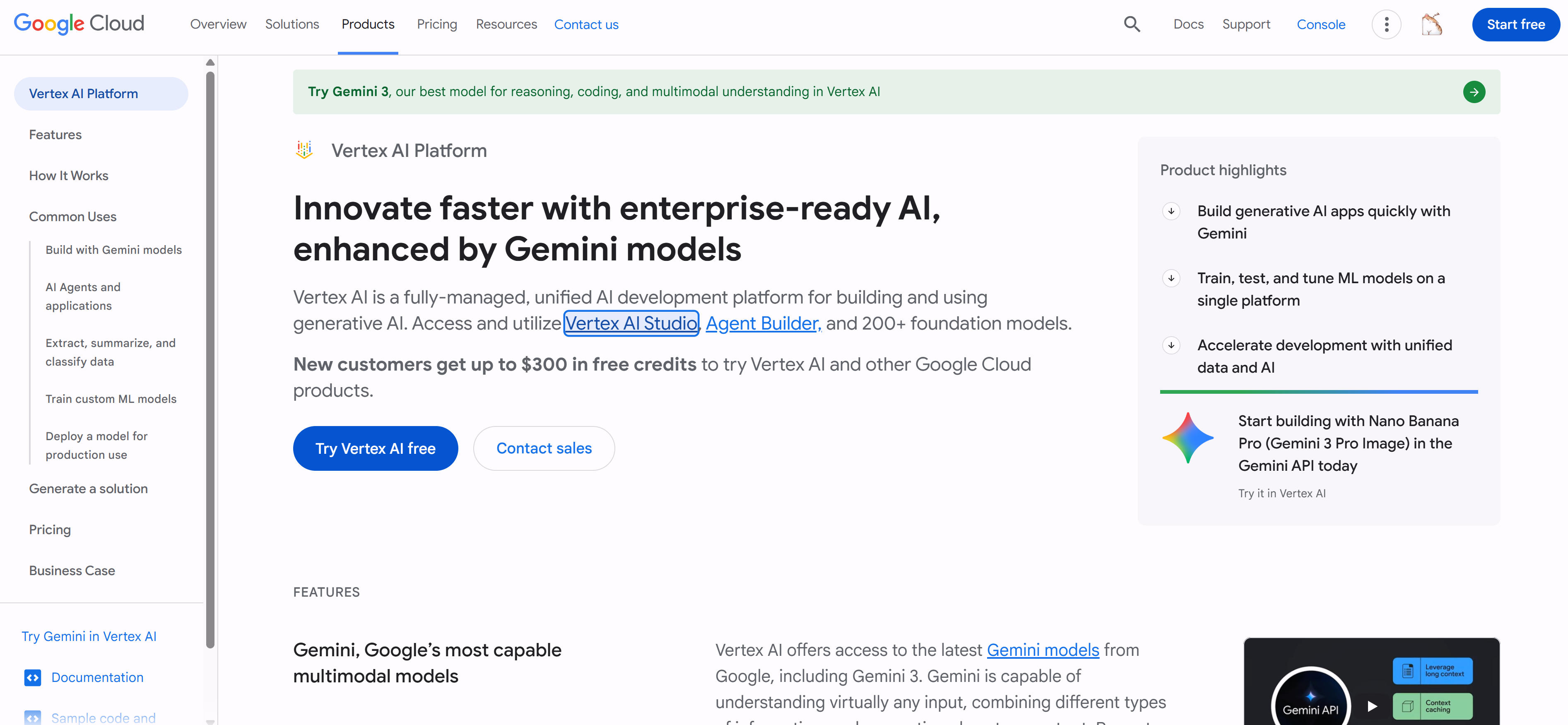 Google Vertex AI platform interface showing unified access to Google AI services