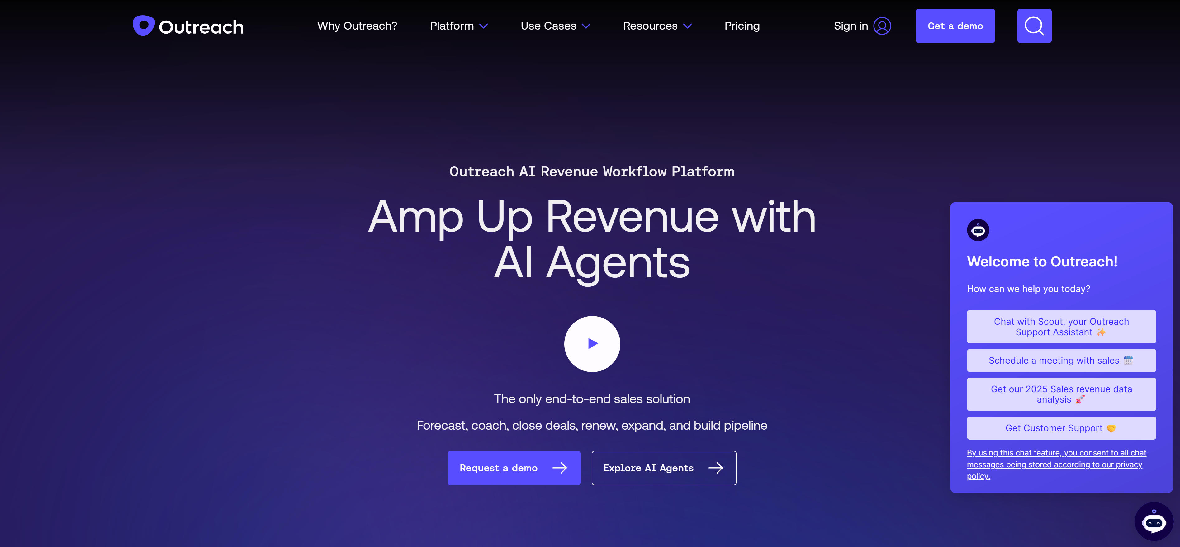 Outreach B2B行销工具界面,展示销售参与平台和序列管理功能