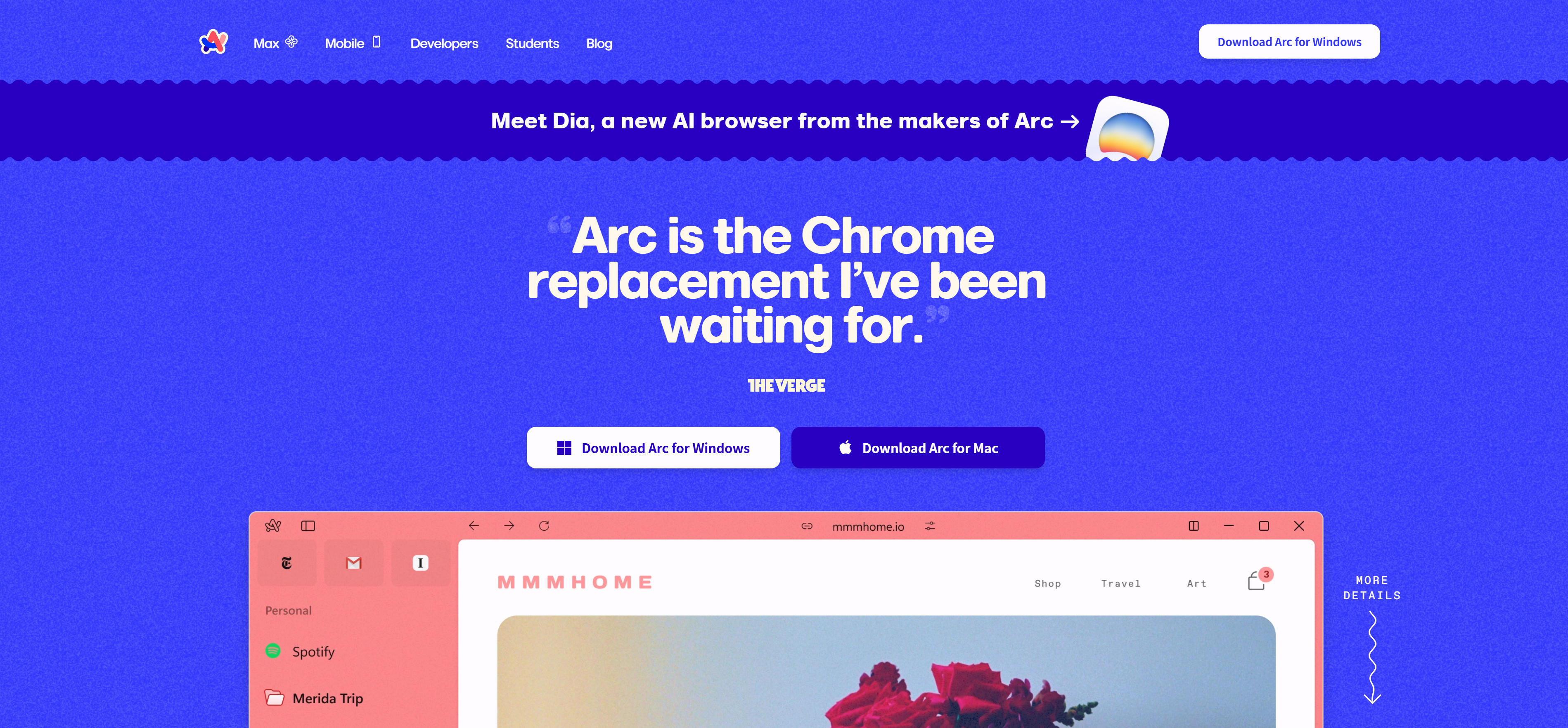 Dia Browser AI浏览器界面,展示内联AI助手和写作辅助功能