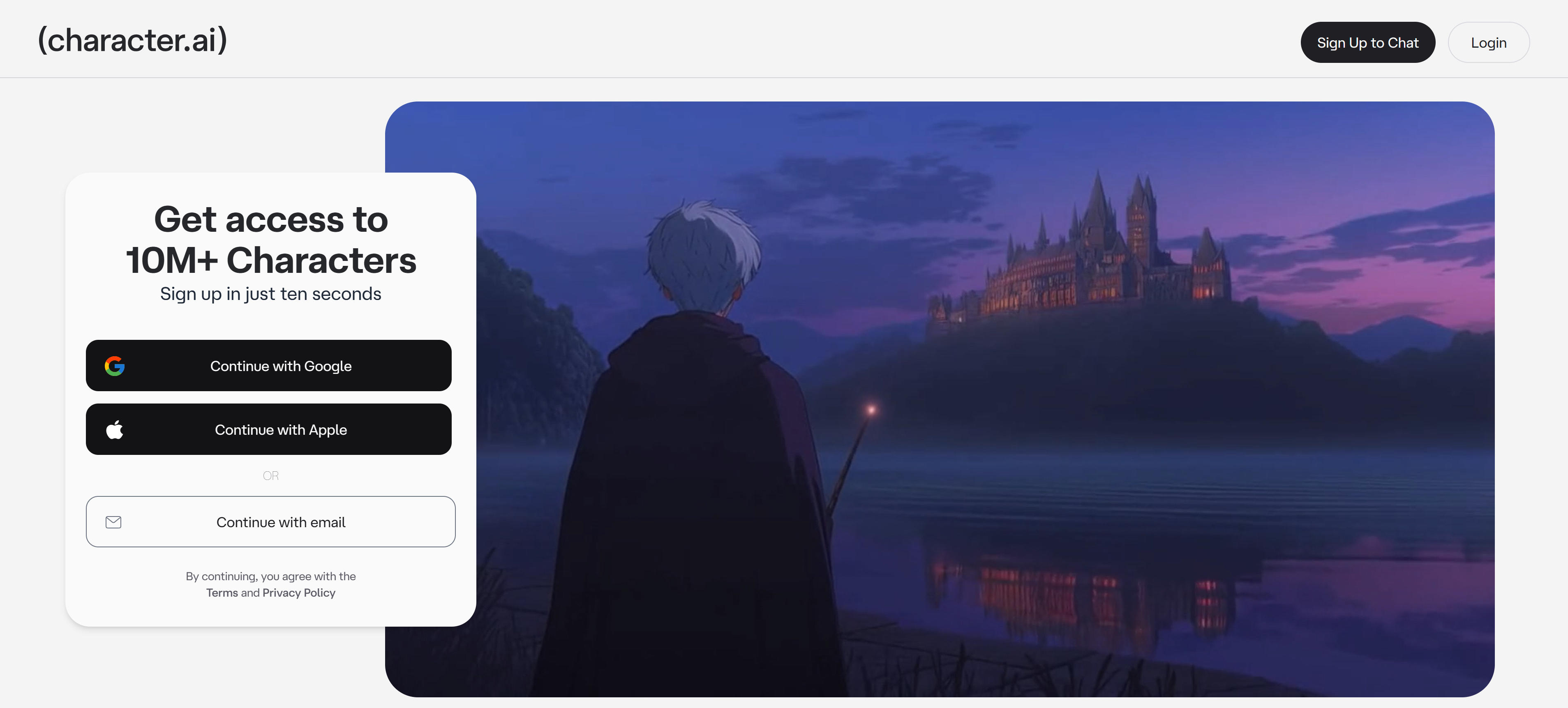 Character.AI role-playing platform interface demonstrating character customization and conversation features