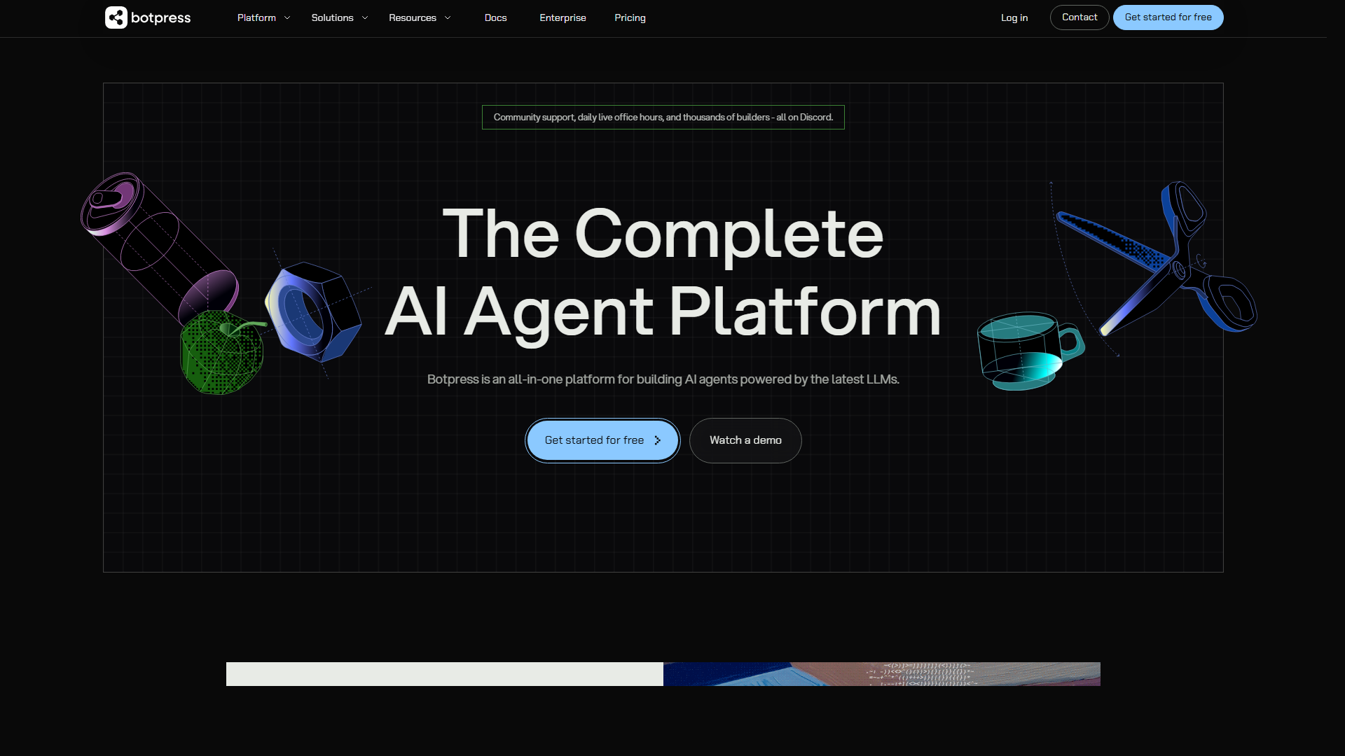 Botpress开源聊天机器人构建平台首页界面截图