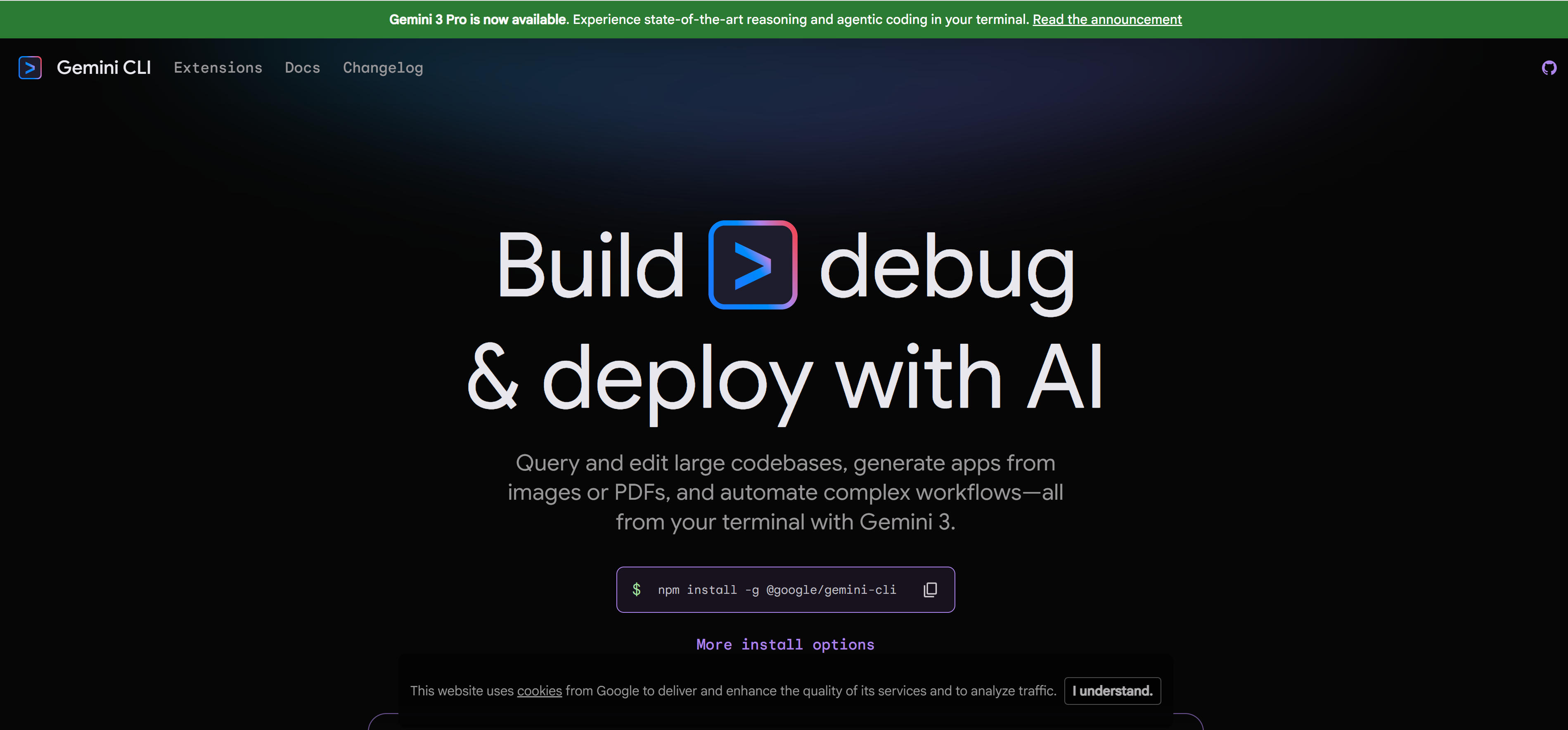 Gemini CLI工具界面,展示Google AI代码助手和多模态理解功能