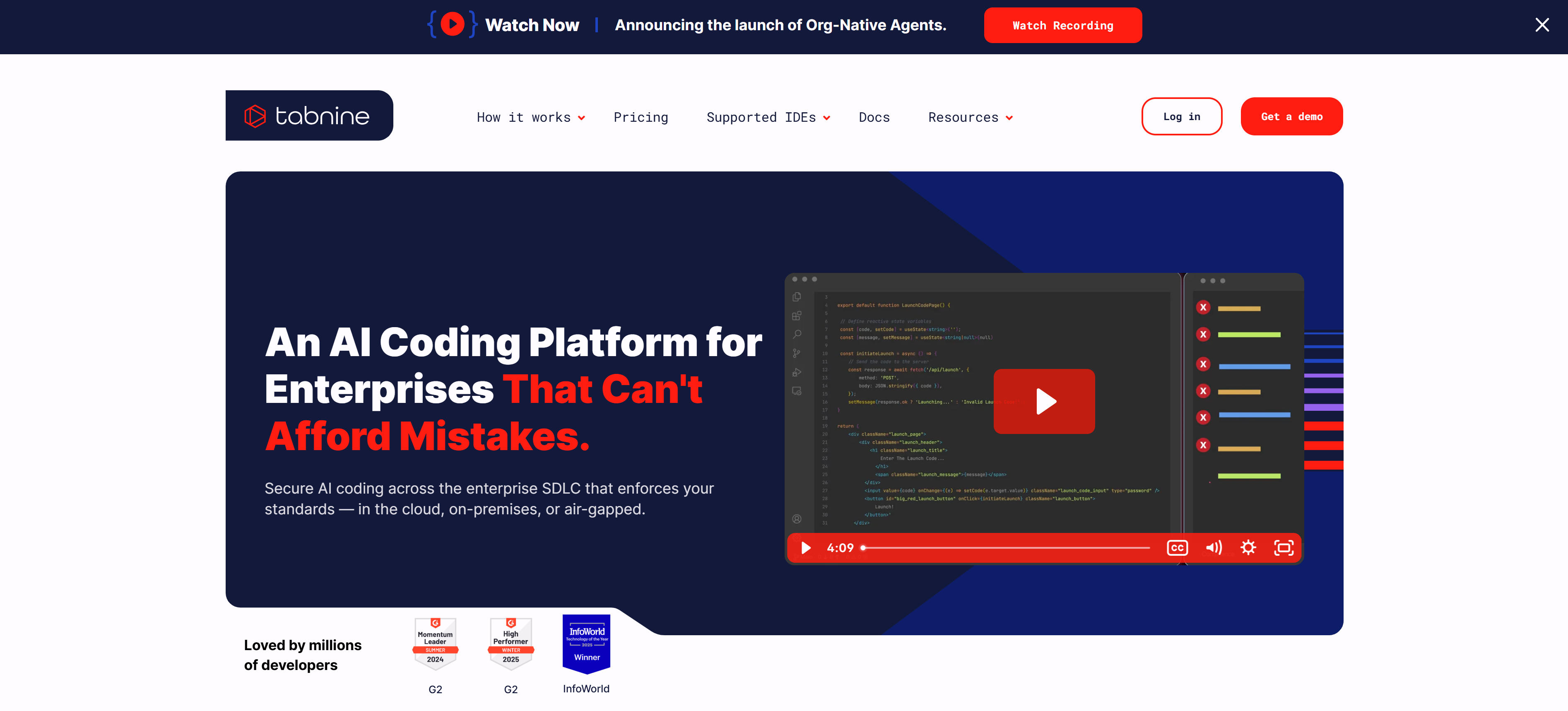 Tabnine隐私优先代码补全工具界面，展示个性化代码预测功能