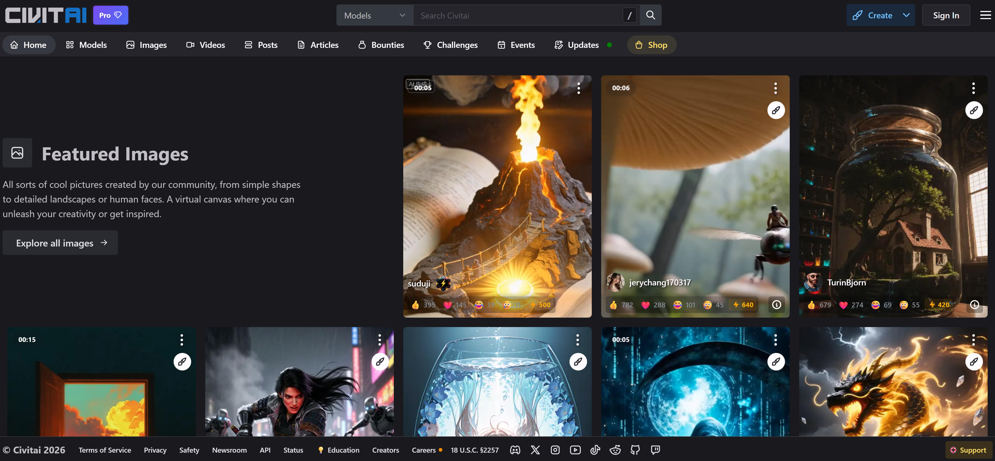 Civitai AI生图模型分享社区界面截图