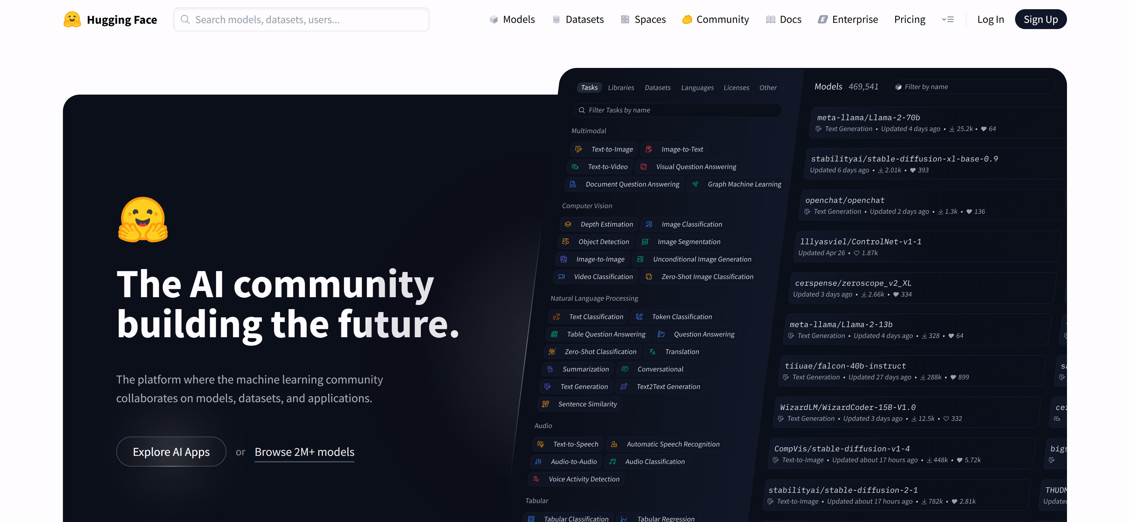 Hugging Face开源AI模型仓库界面截图