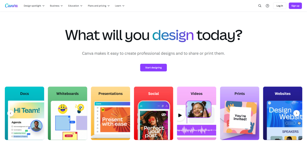 Canva AI幻灯片生成工具界面,展示丰富的模板库和编辑功能
