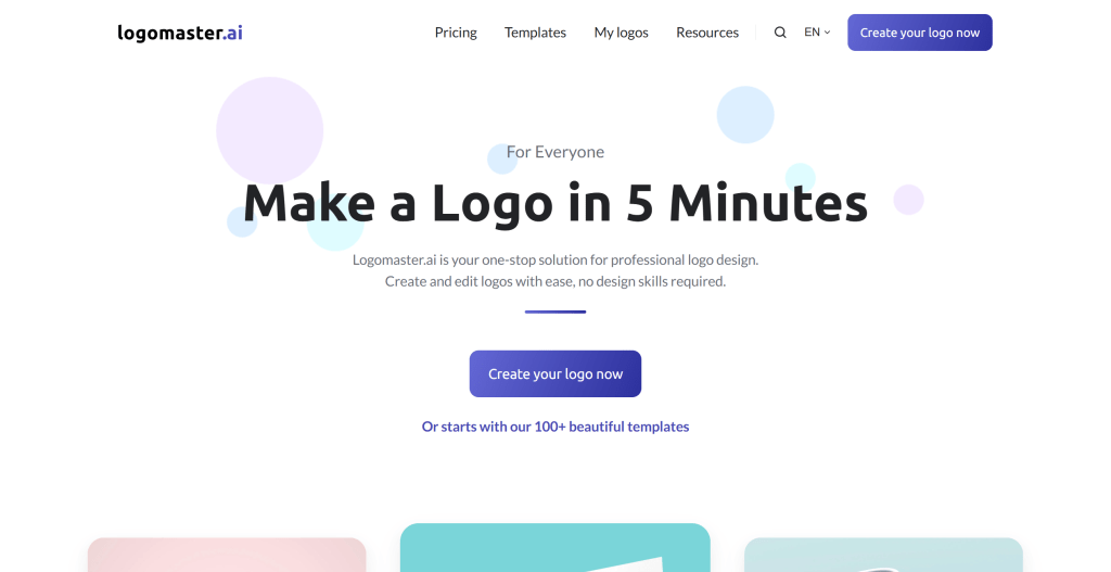 Logomaster.ai AI Logo生成工具界面,展示易用性和高质量设计功能