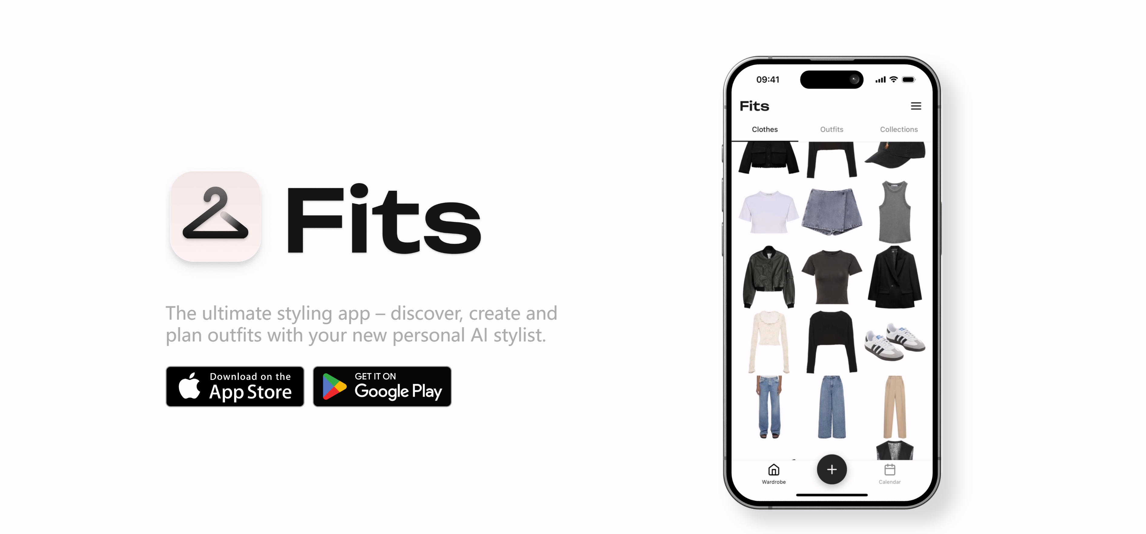 Fits AI造型师应用界面，展示个性化服装搭配建议功能