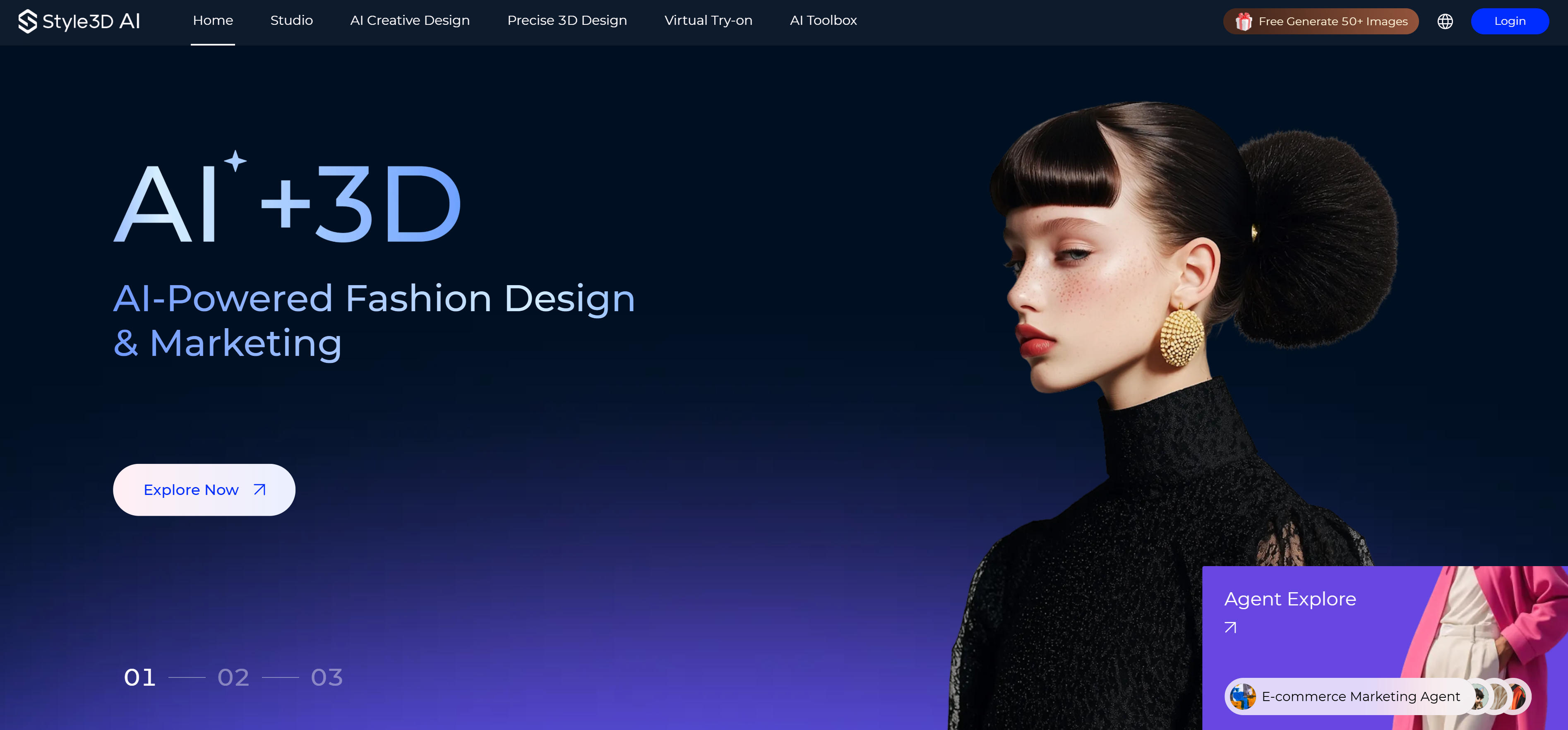 Style3D AI综合时尚AI平台界面，展示3D服装模拟和虚拟试衣功能