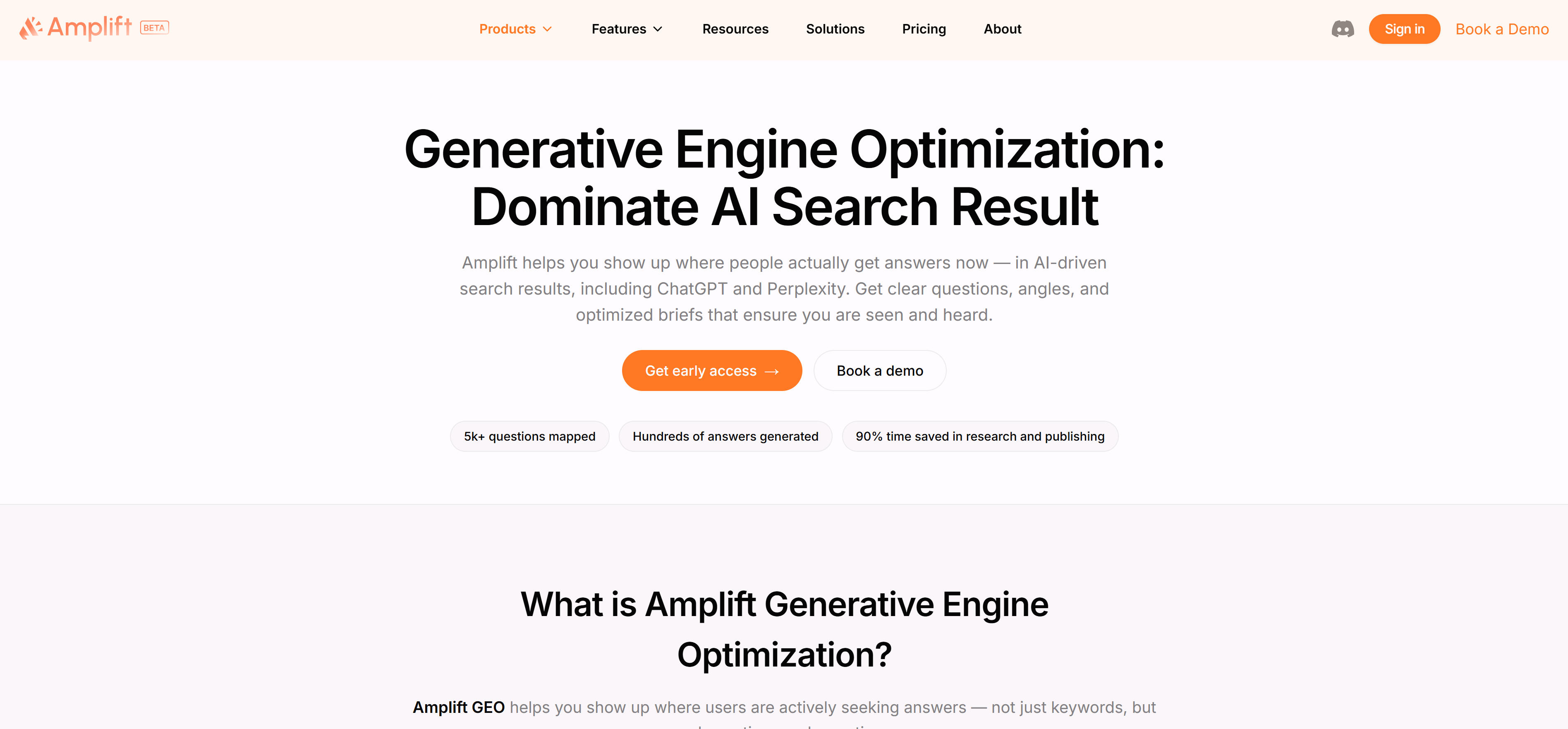 Amplift GEO内容优化平台界面