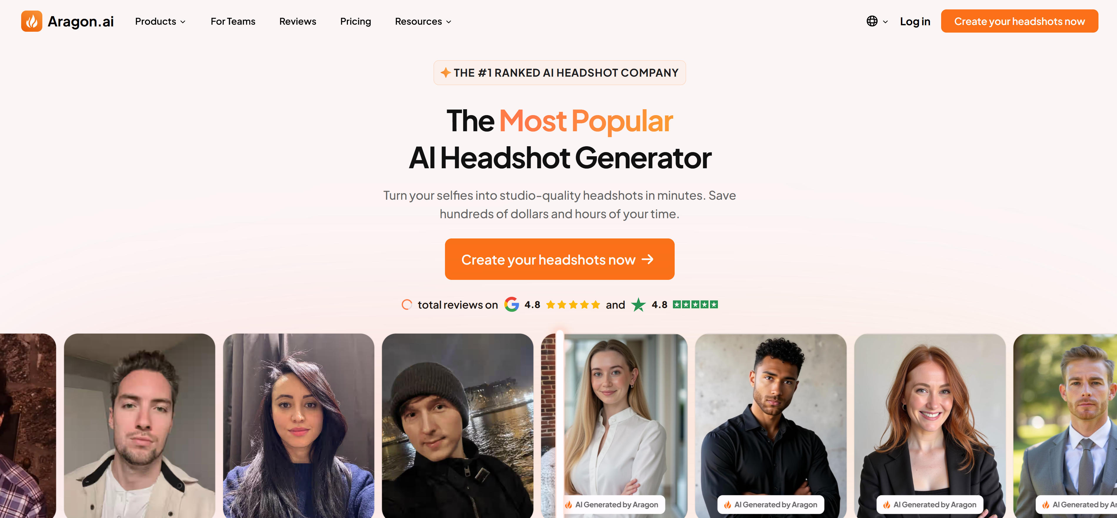 AI头像照生成工具界面展示，包括Aragon AI、HeadshotPro等主流工具