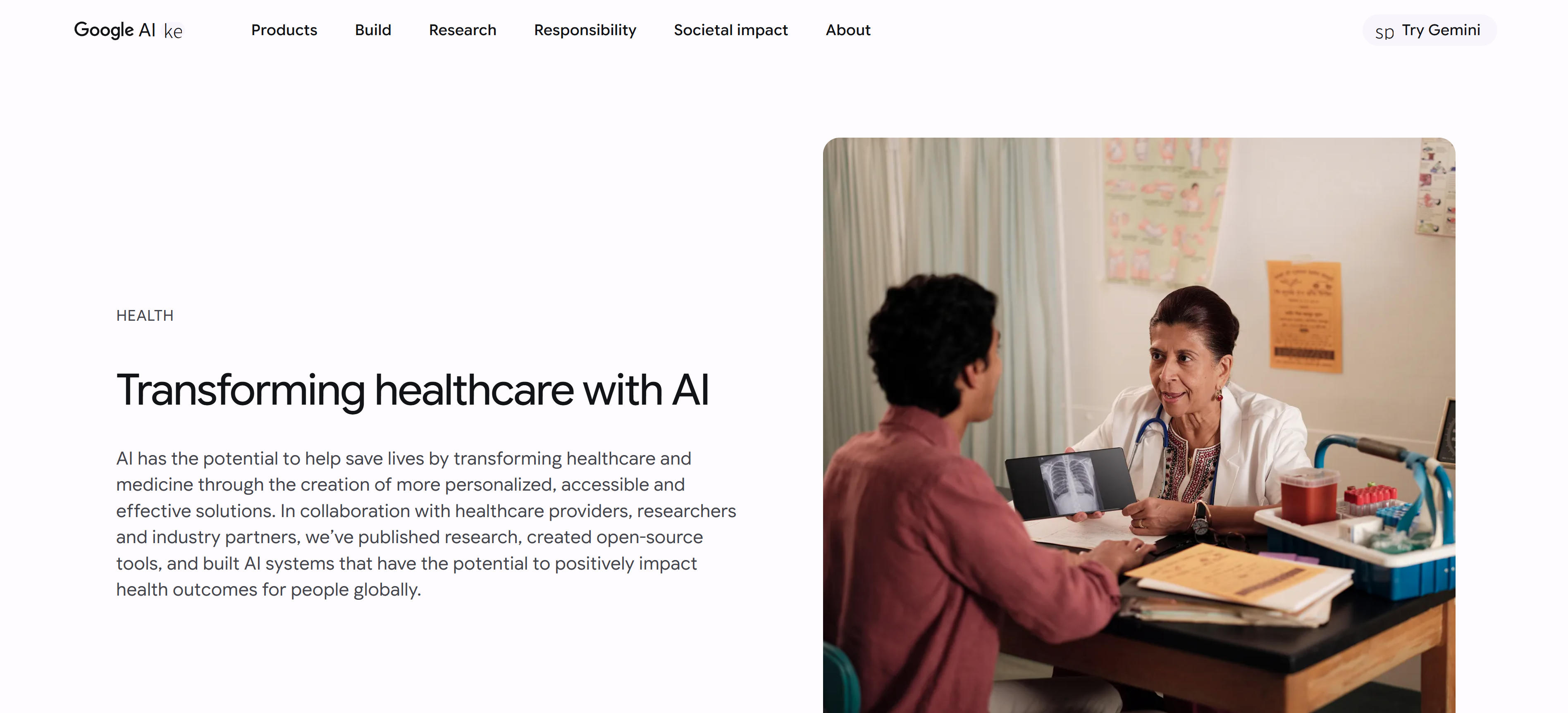 Google Health AI multimodal healthcare platform interface showcasing medical imaging analysis, clinical documentation generation, and intelligent diagnostic assistance