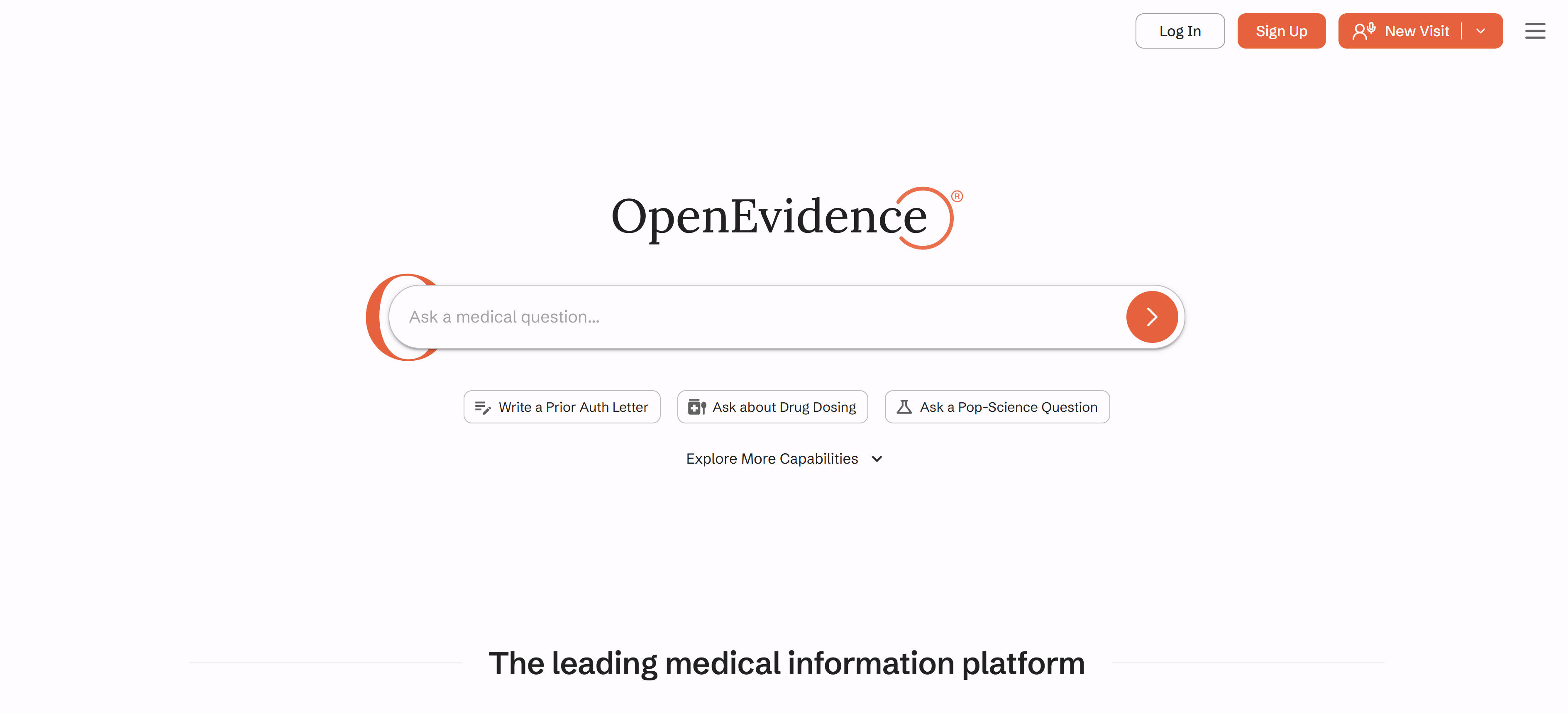 OpenEvidence evidence-based medicine documentation tool interface showcasing clinical documentation generation, evidence-based medical research, and medical decision support