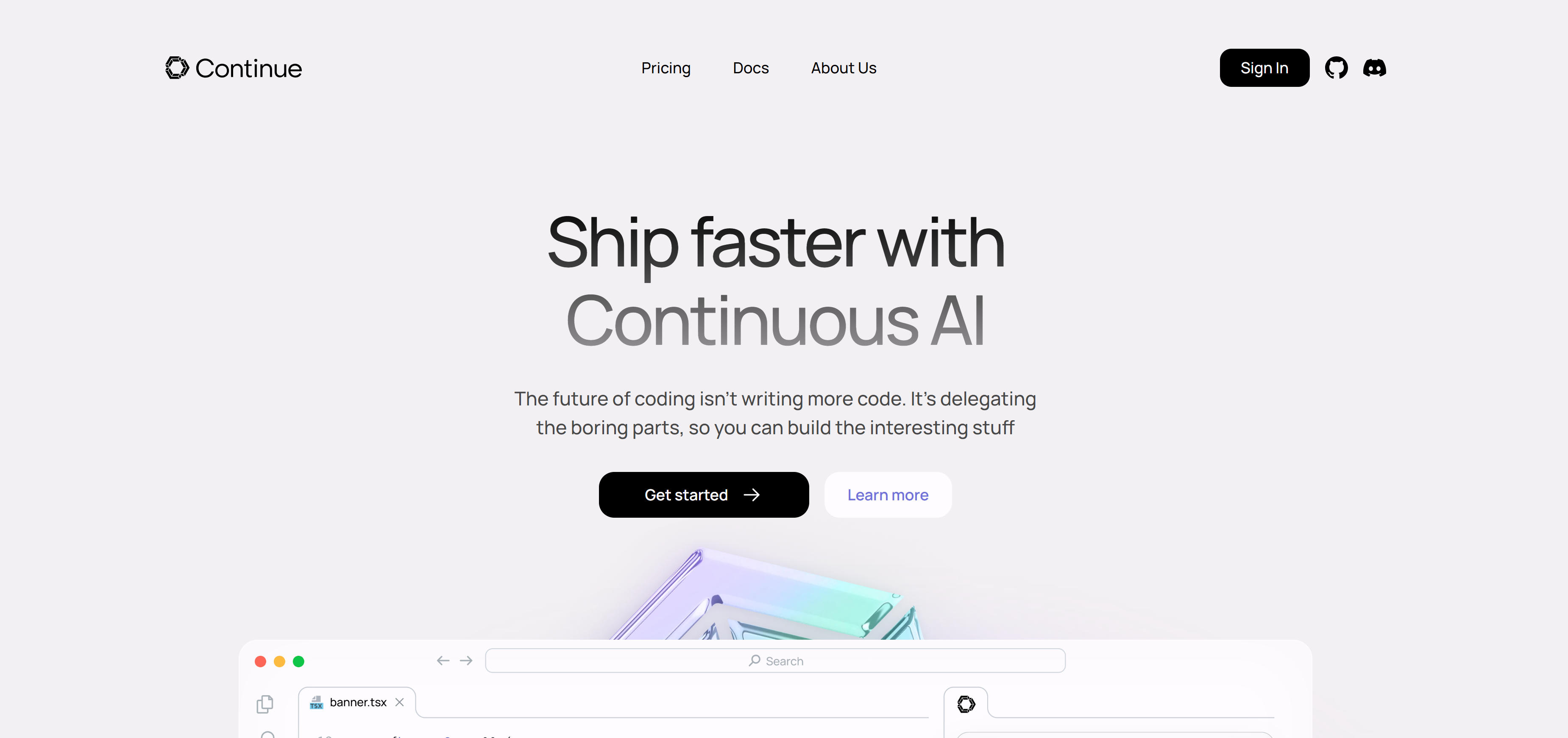 Continue开源AI编程助手界面，展示代码补全、代码生成和代码解释功能，支持多种AI模型