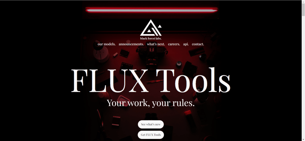 Flux by Black Forest Labs AI图片生成工具界面，展示工业级设计协作功能和CAD工作流整合