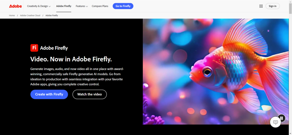 Firefly by Adobe AI图片生成工具界面，展示Photoshop集成和版权清白认证功能