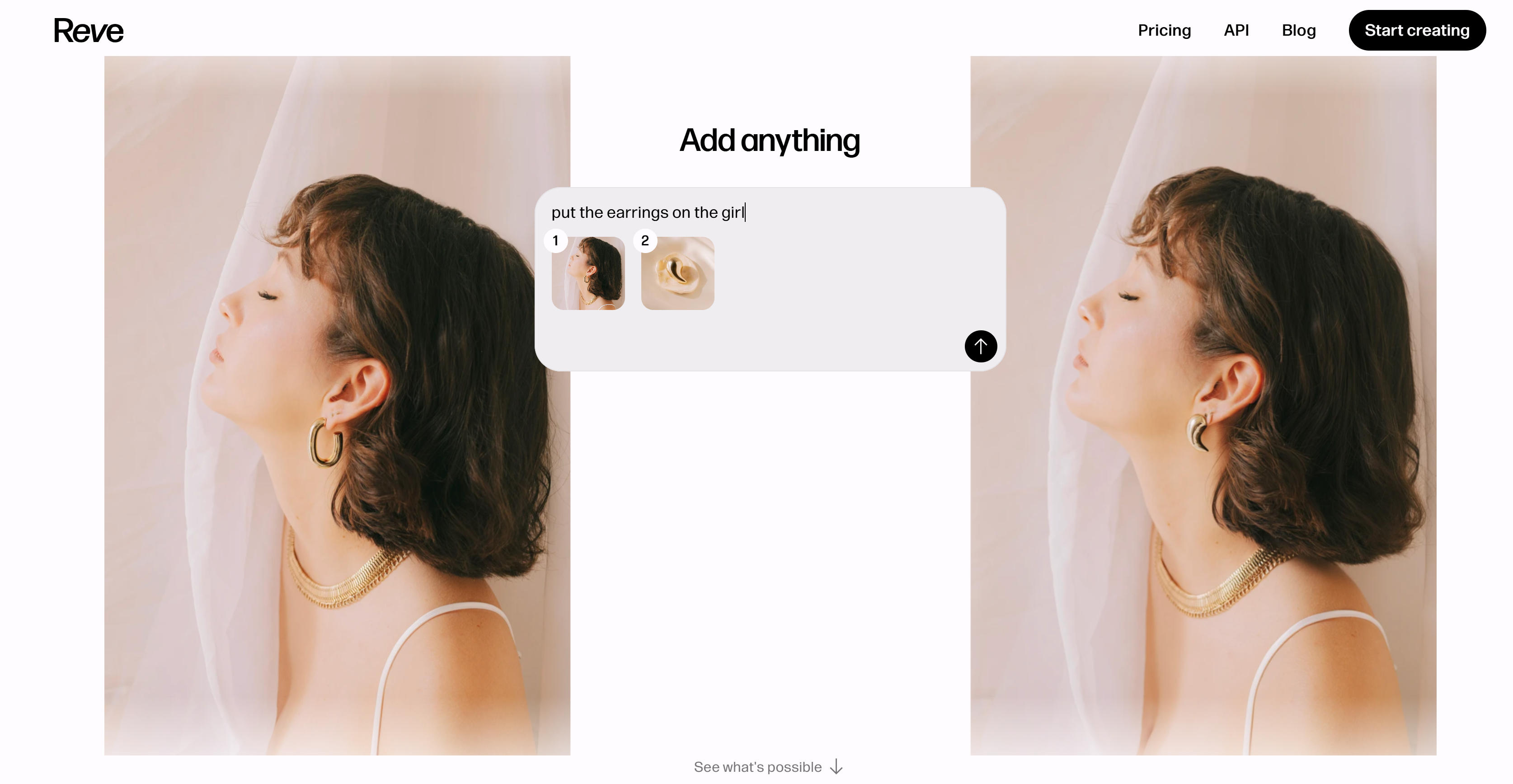 Reve AI-powered image enhancement tool interface