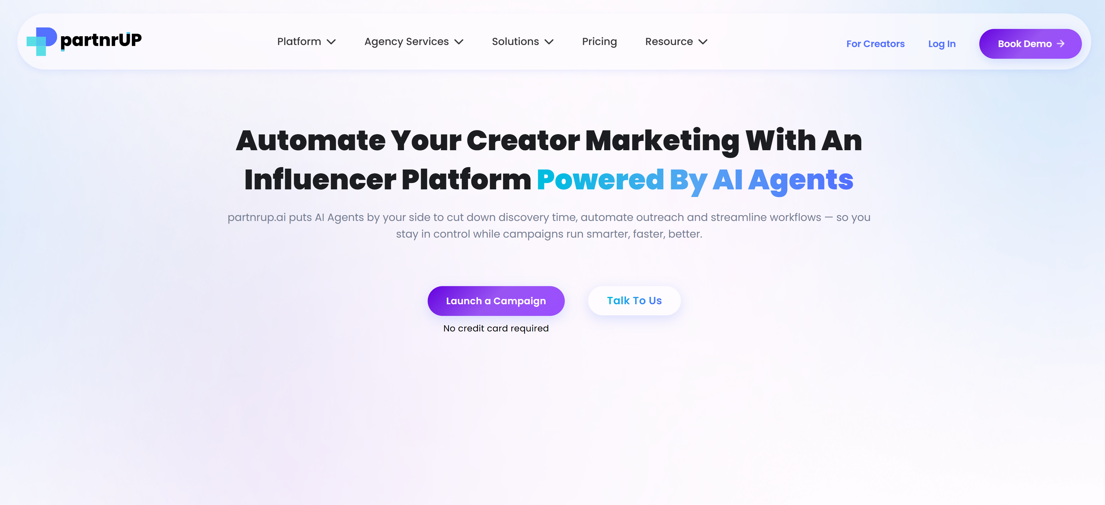 Partnrup.ai红人营销工具界面，展示AI红人匹配和合作管理功能