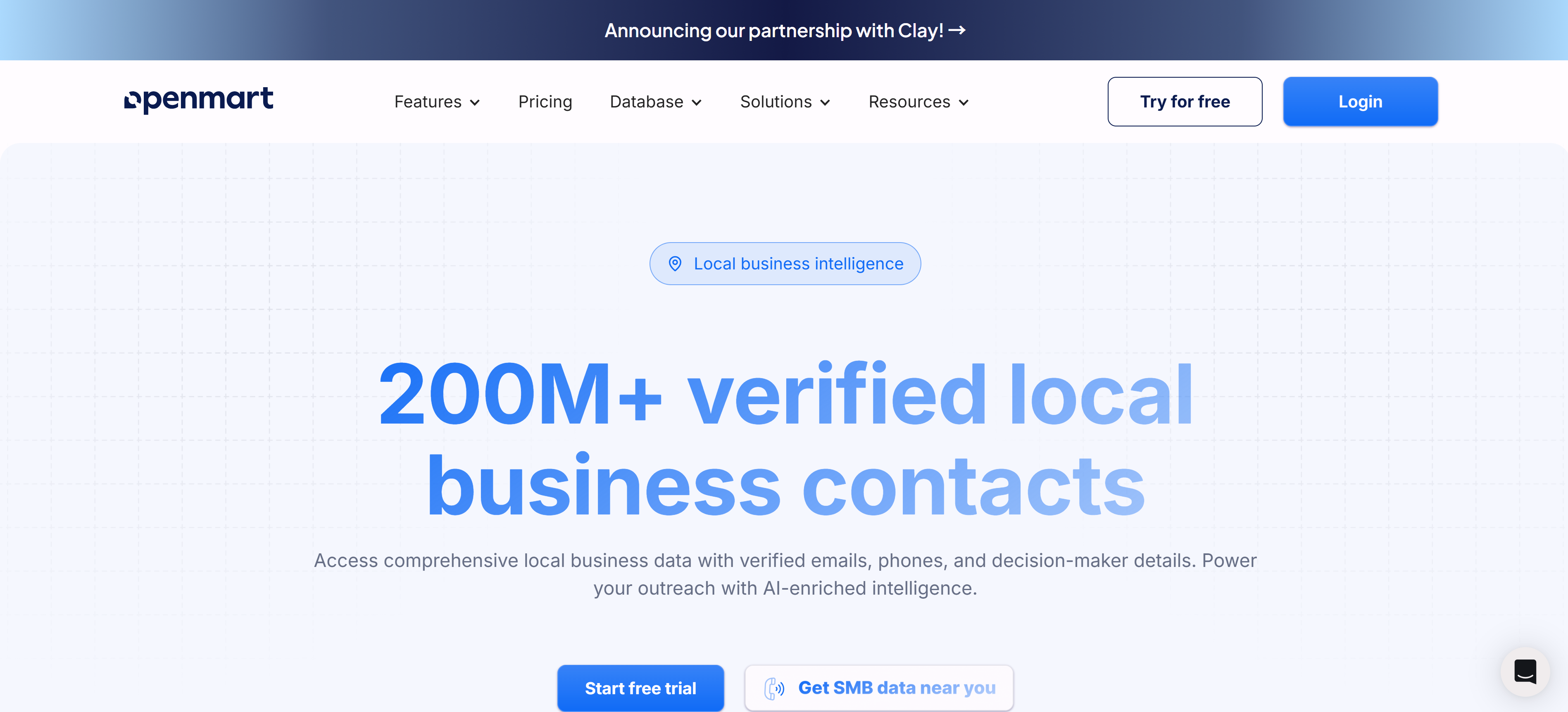 Openmart销售线索生成工具界面,展示Google Maps数据抓取和本地企业数据收集功能