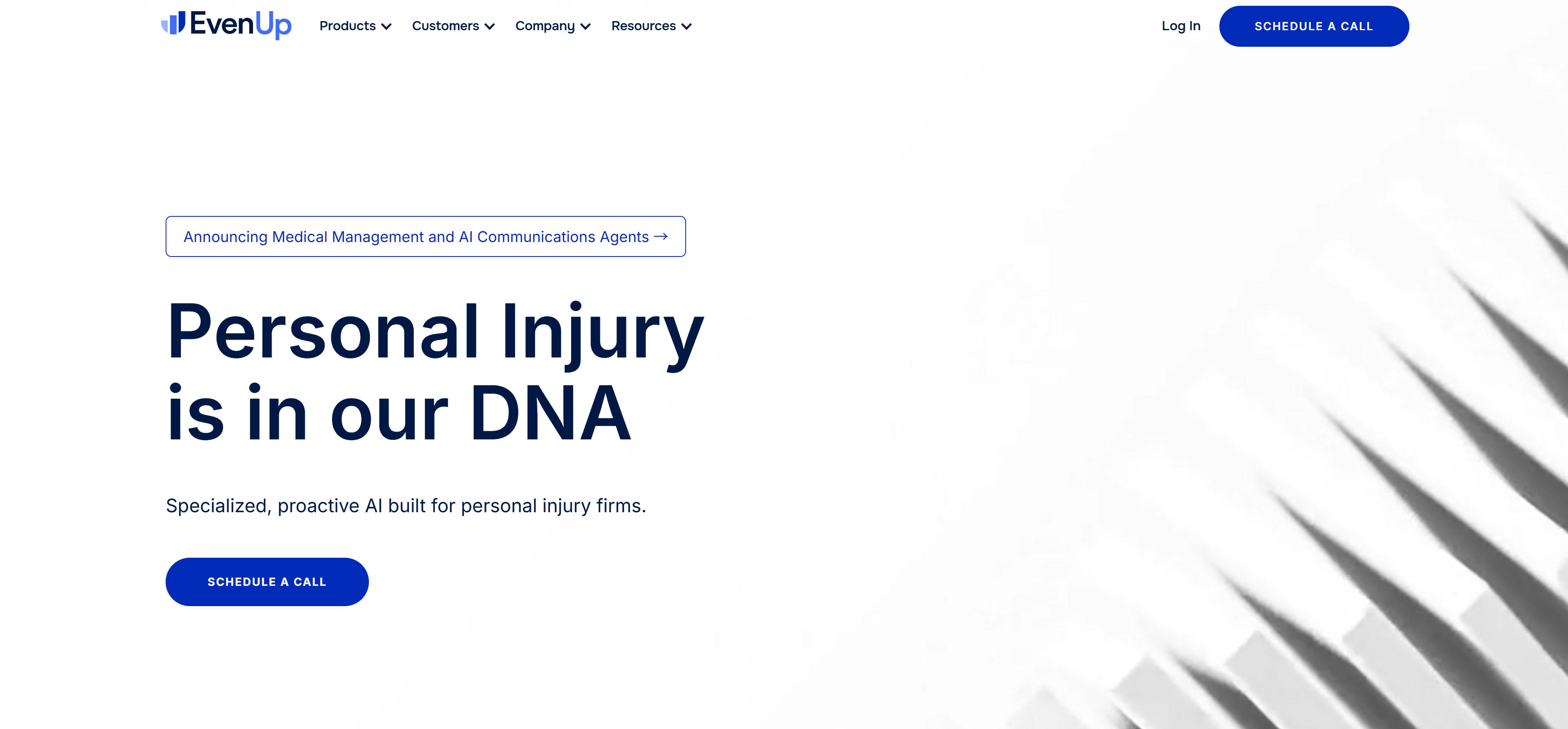 EvenupLaw AI法律平台界面，展示人身伤害案件效率提升功能