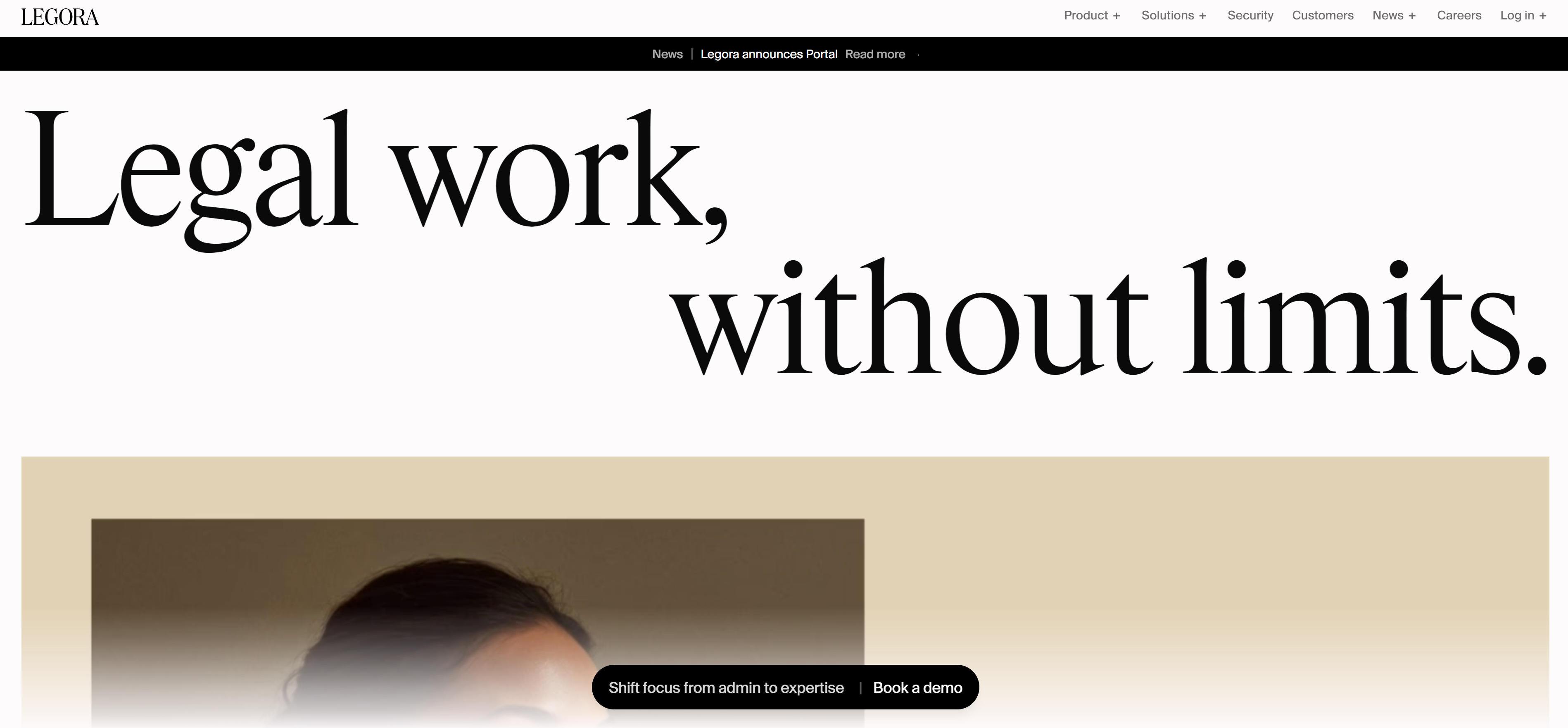 Legora AI法律平台界面，展示AI工作空间和文档起草功能