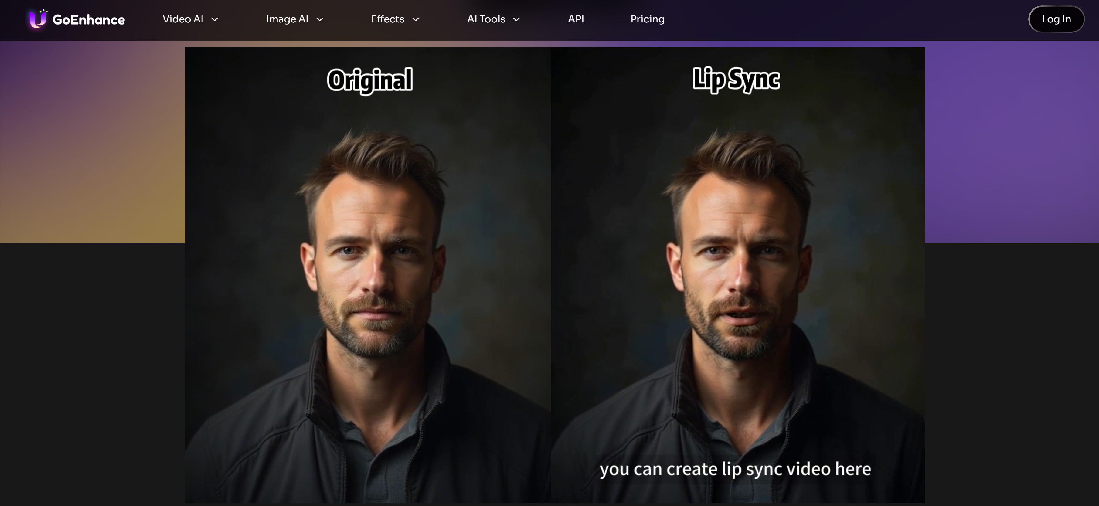 GoEnhance AI视频增强平台界面，展示对口型功能