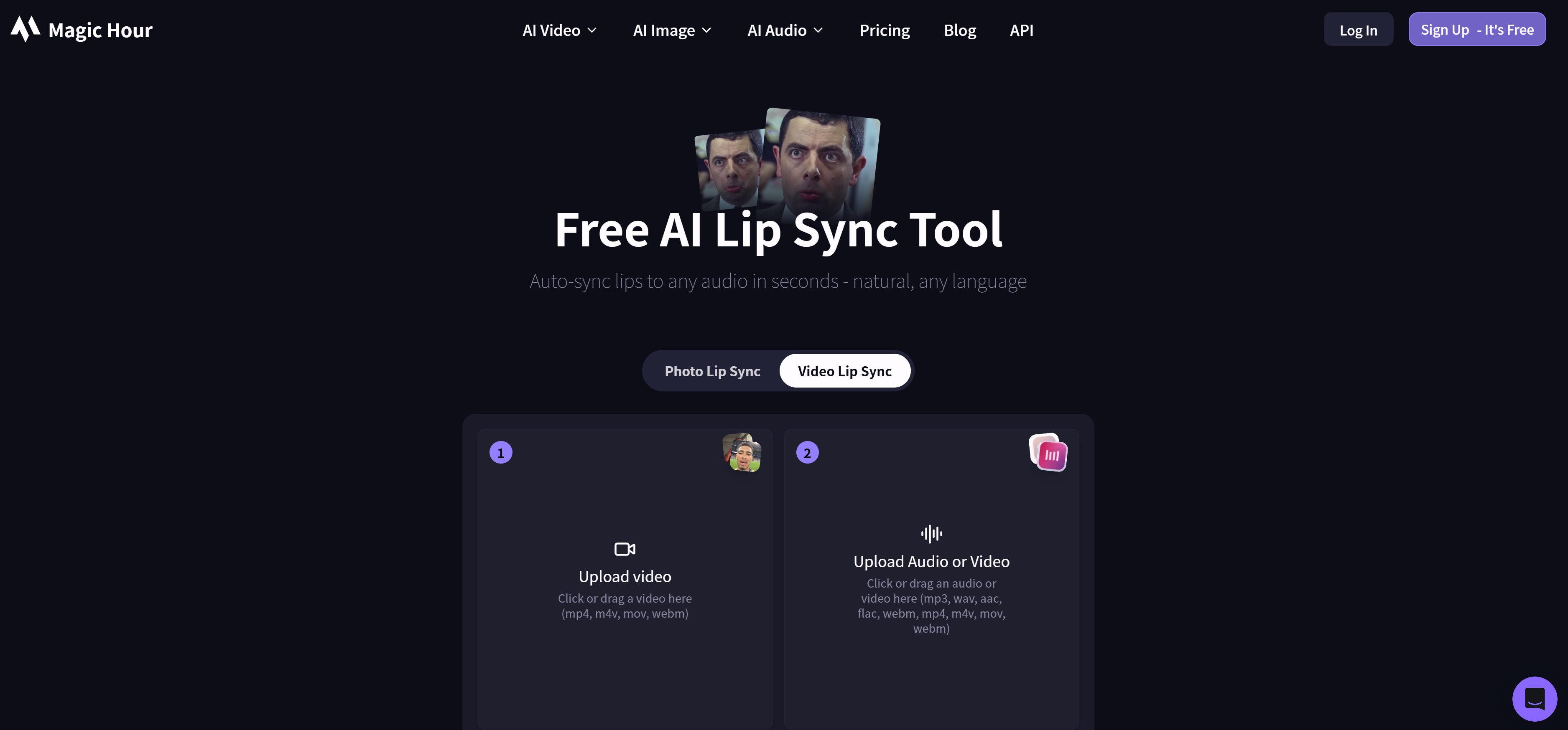 Magic Hour AI视频生成平台界面，展示对口型功能