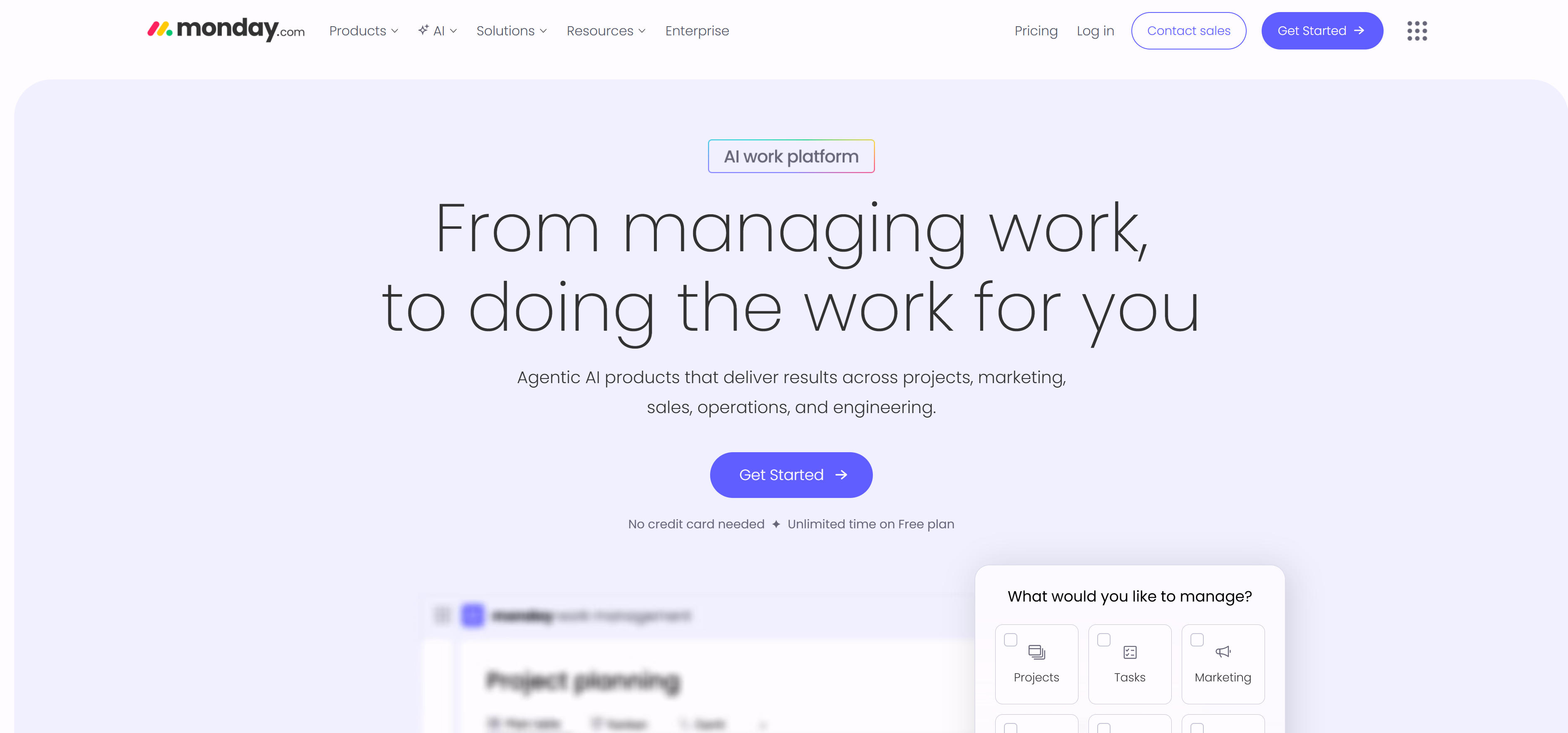 Monday.com可视化工作流界面，展示AI自动化和数据可视化功能