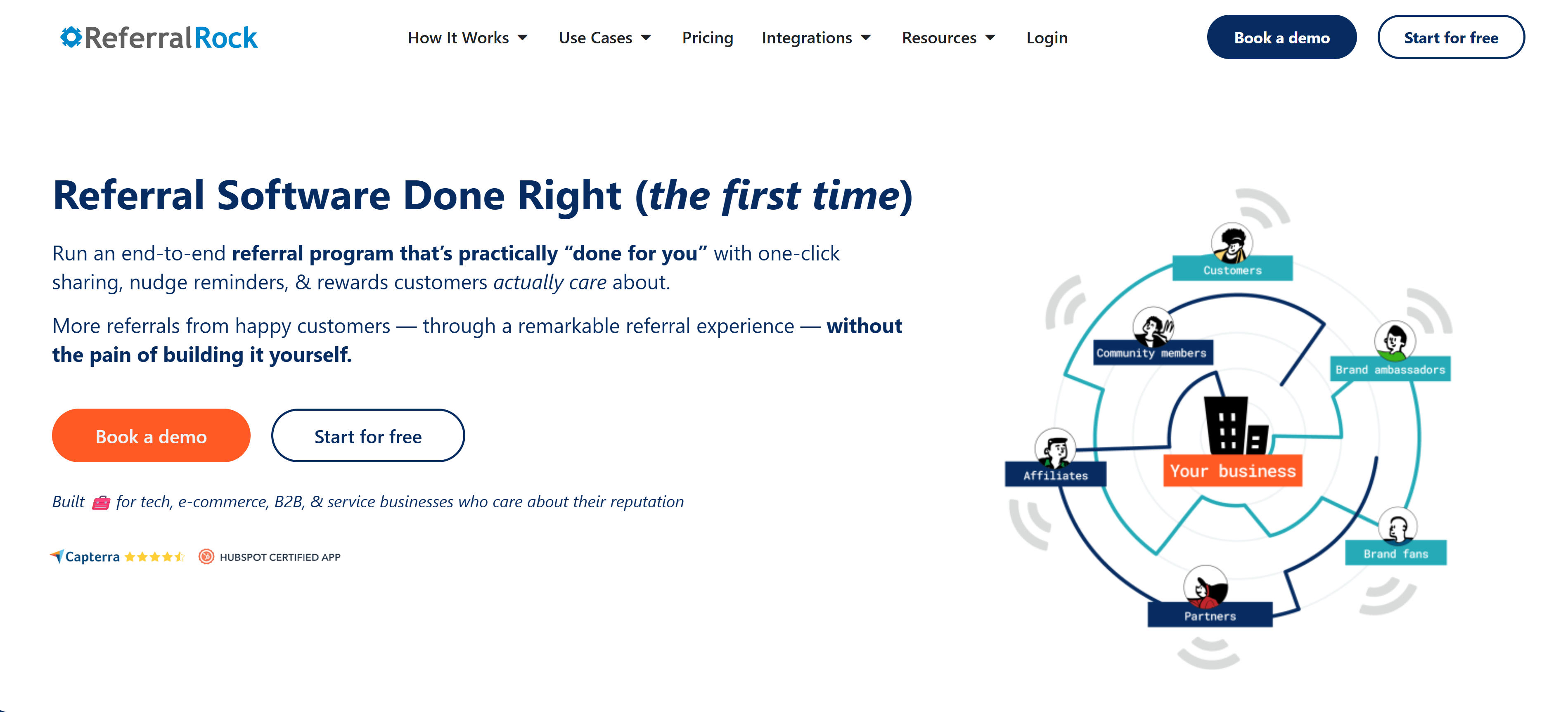 Referral Rock referral program platform interface showing SMB referral program management features