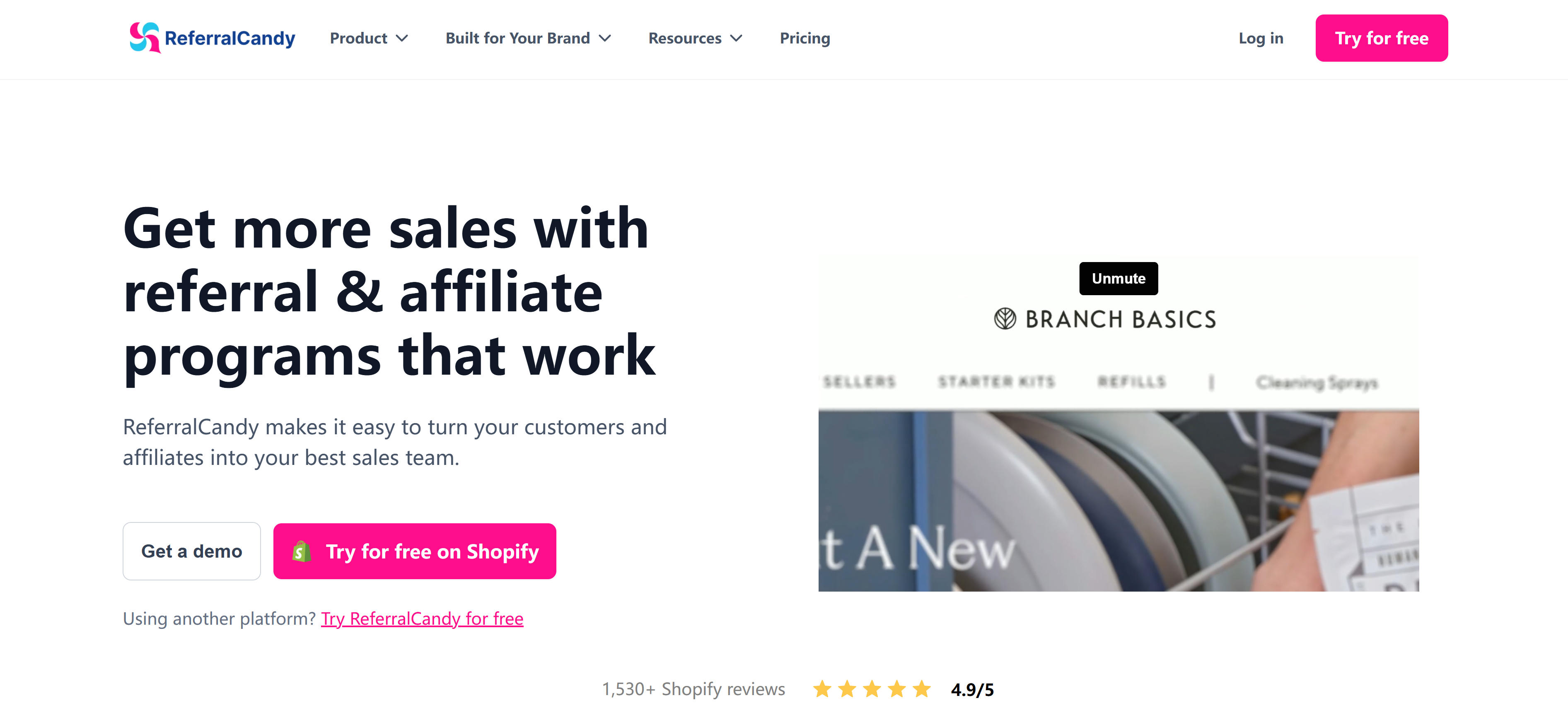 ReferralCandy referral program platform interface showing e-commerce referral program features