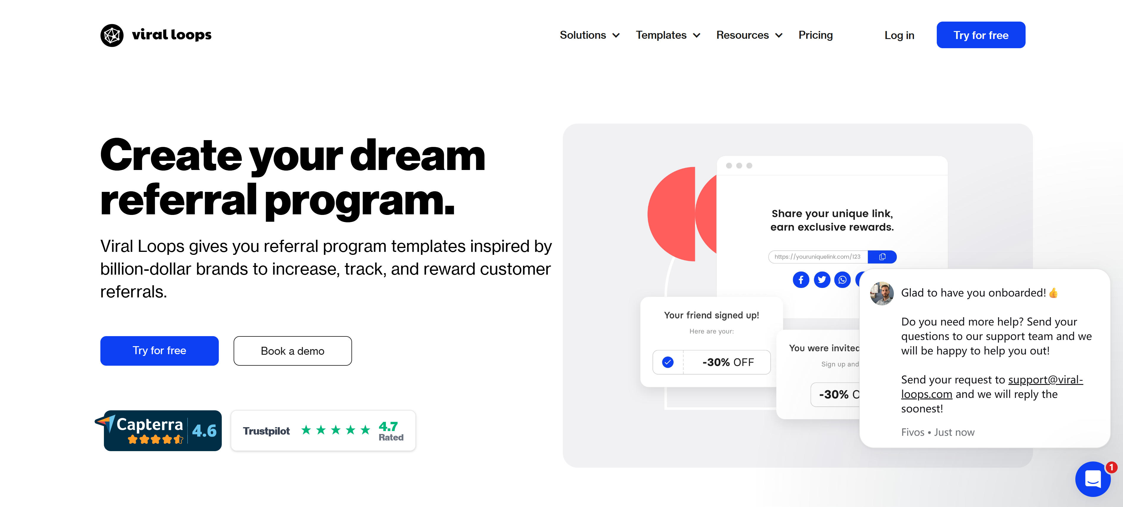 Viral Loops viral growth platform interface showing referral programs, waitlists, and contest features