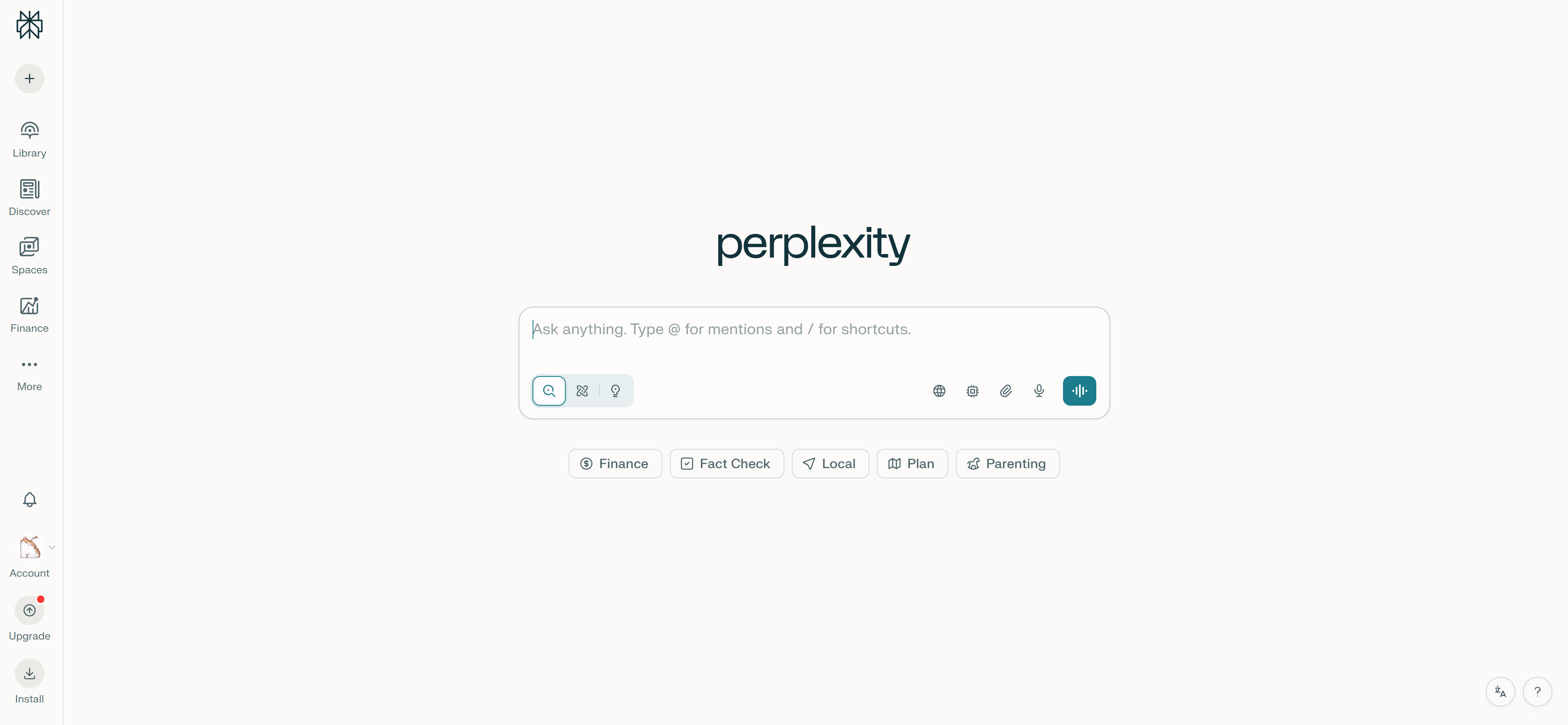 Perplexity AI搜索引擎界面，展示智能搜索和答案生成功能